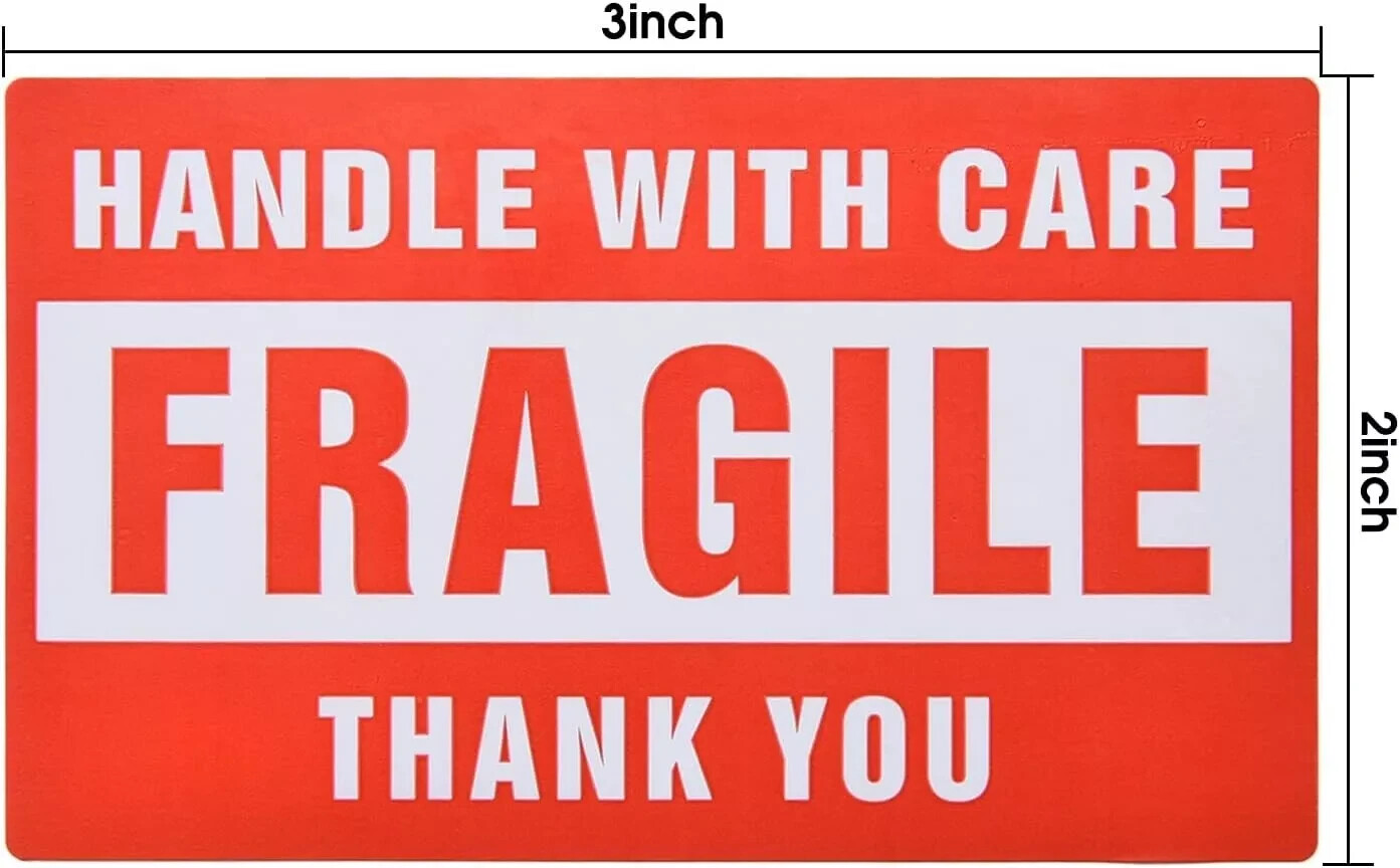 Fragile Stickers 1 Roll 500 2″x3″ Fragile Label Sticker Handle with Care Mailing
