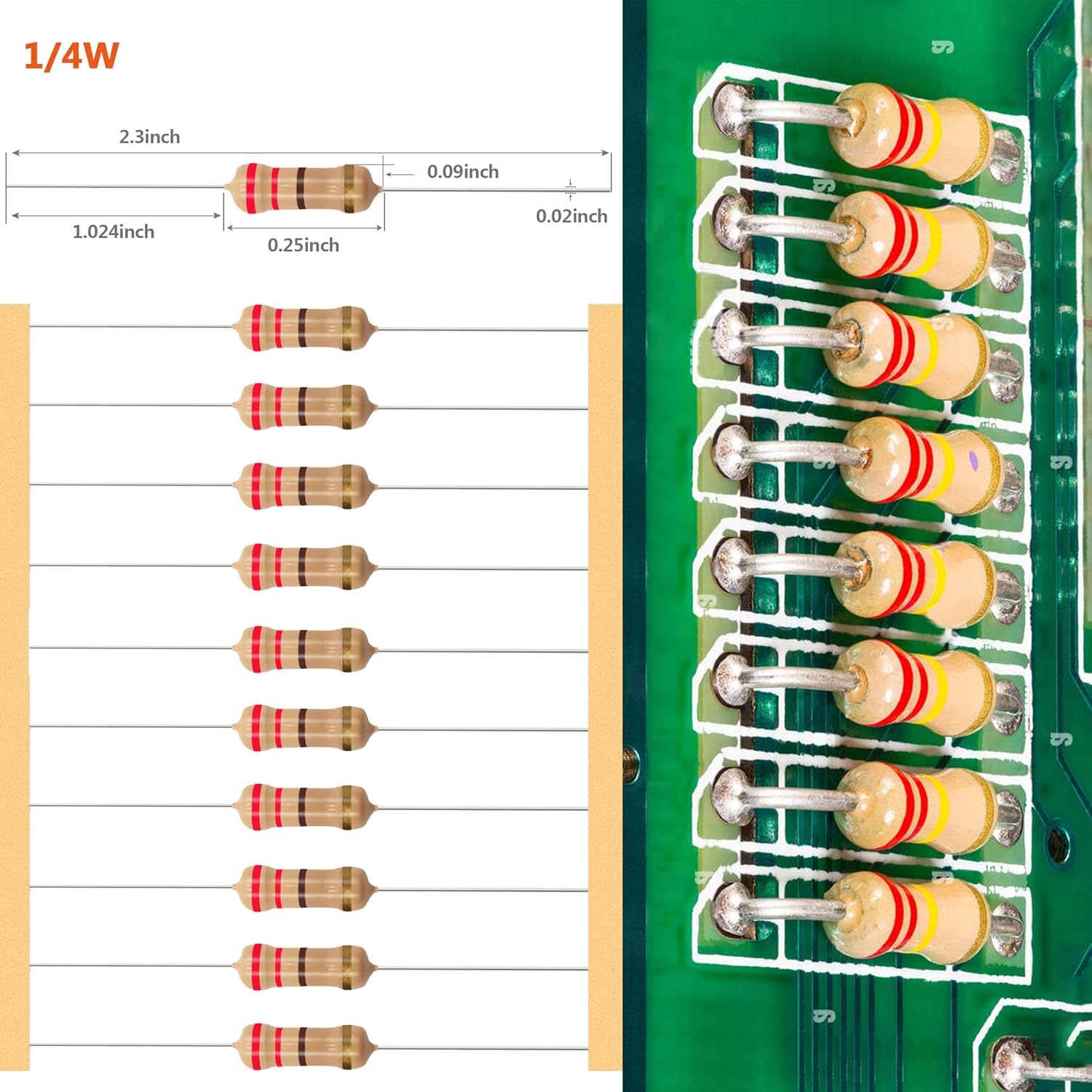 2600 Pcs 130 Value Resistor Kit 1/4W 0.25W 1 Ohm to 3M Ohm 5 Tolera Size: 1/4W