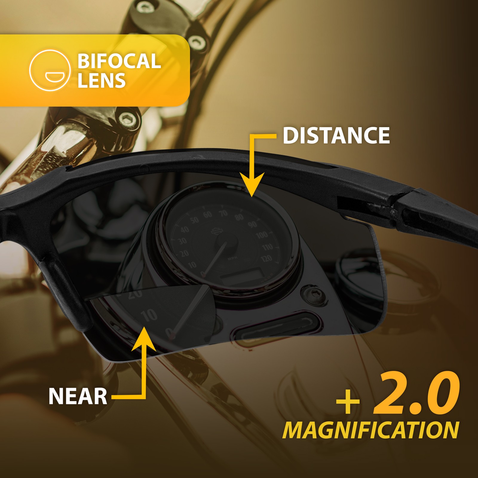 Apex Bifocal Safety Glasses 2.0 Shatterproof Smoke Lens Black Frame ANSI Z87.1