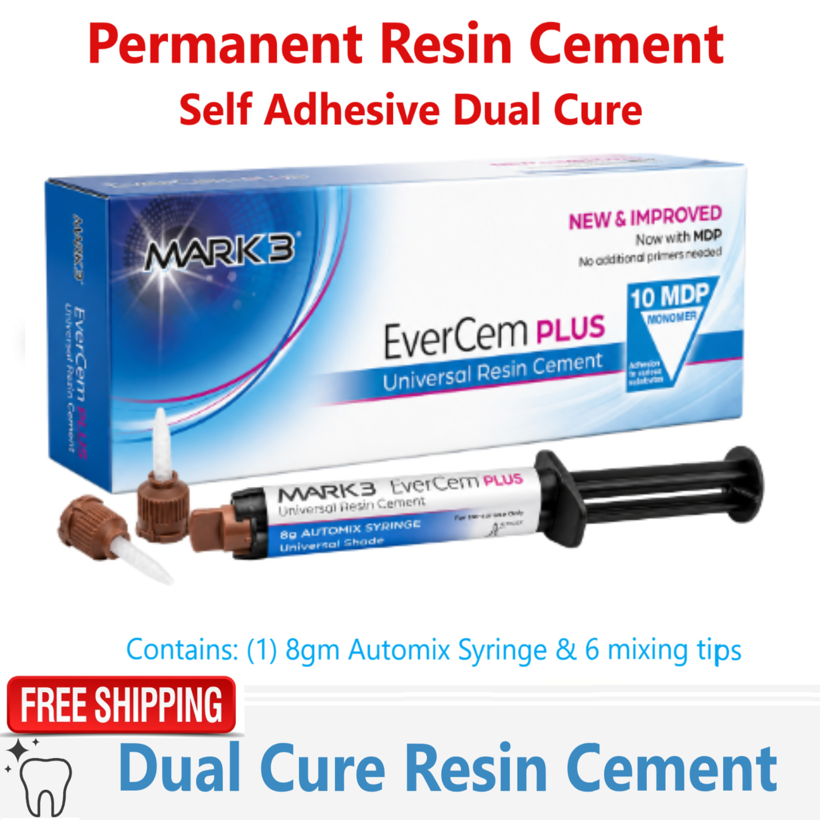 Dental Permanent Resin Cement Universal Dual Cure 8gm. Automix Syr, Exp: 02/2027