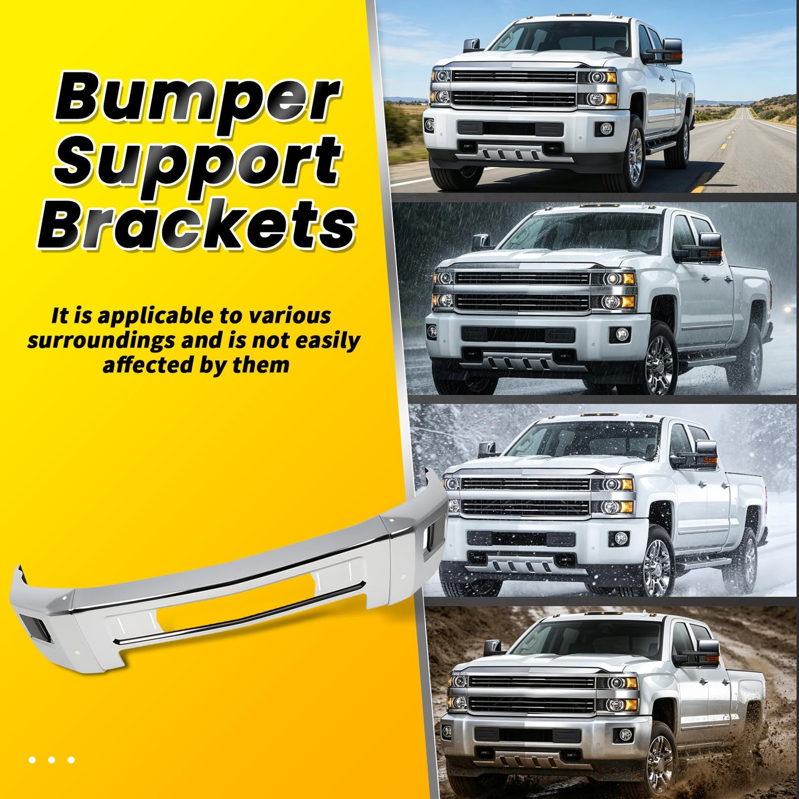 Bumper Face Bar 15-19 Silverado 2500HD 19 3500HD Fog/Park Sensor Holes 23229369