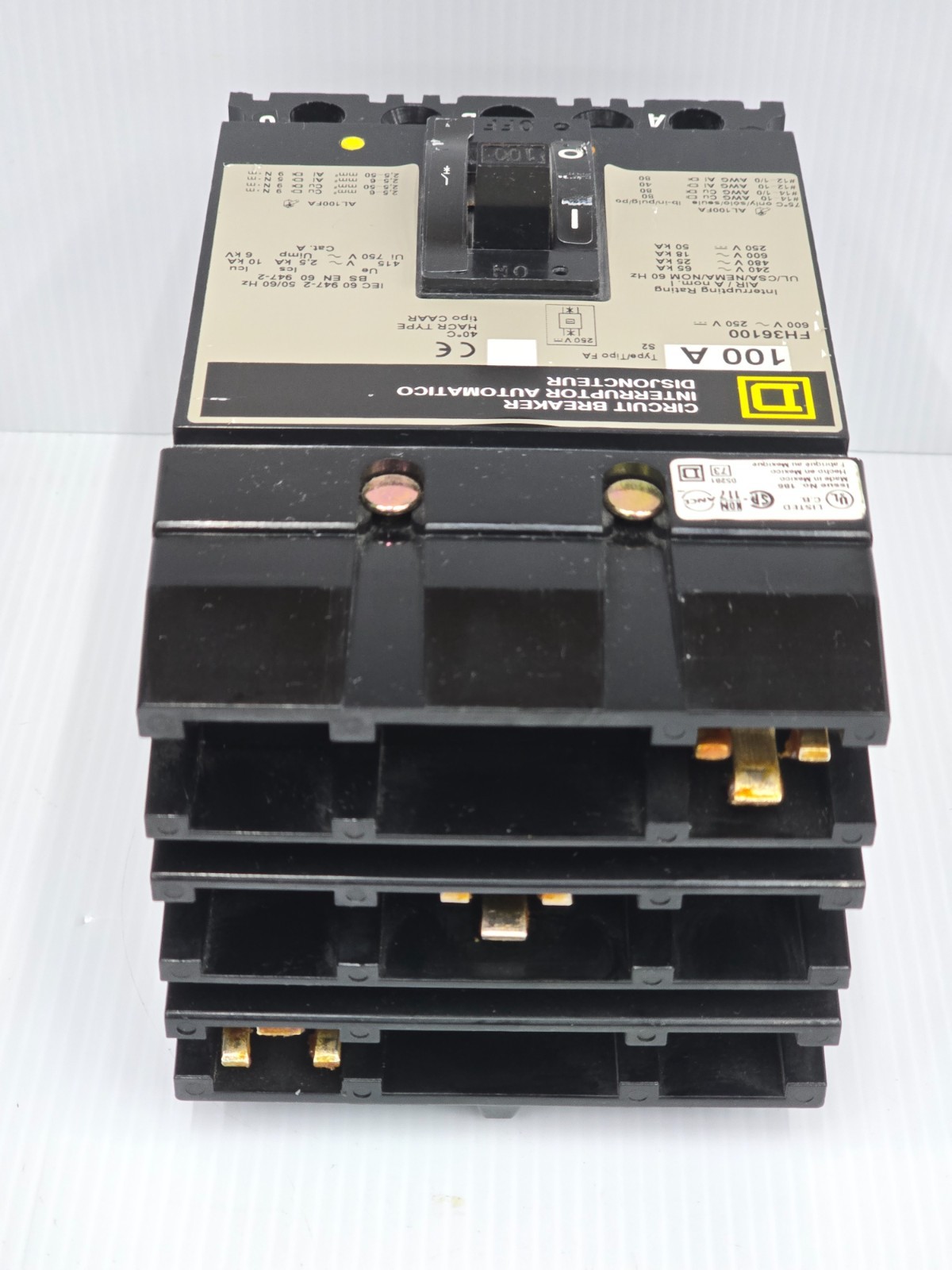 Square D 100 Amp I-Line Circuit Breaker 600 VAC 3 Pole 65 kA FH36100