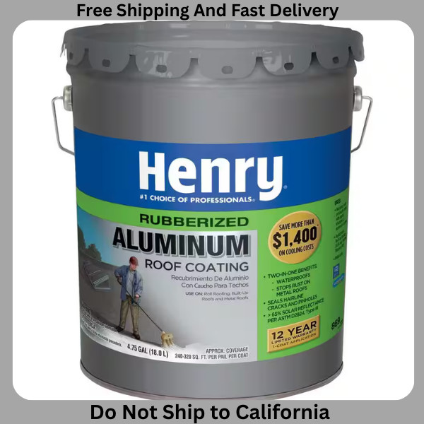 NEW HENRY 869 Rubberized Aluminum Roof Coating 4.75 Gal. Lower Roof Inside Temp