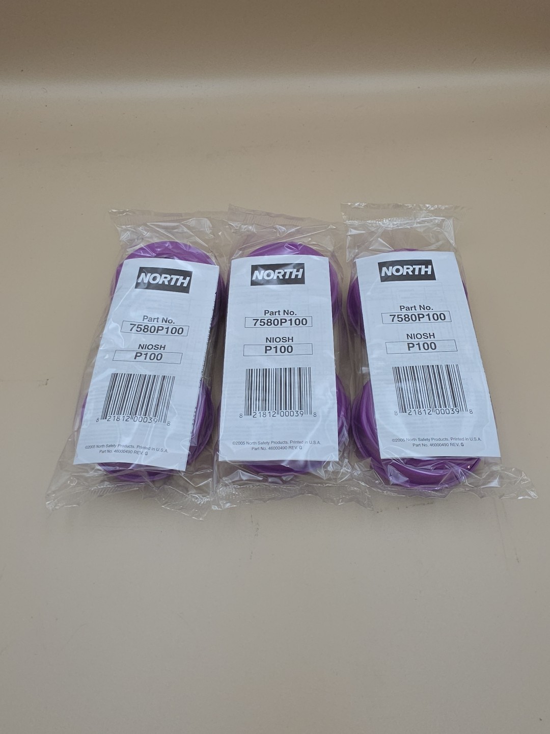 Honeywell North Safety 7580P100 NIOSH P100 Magenta Cartridge 3 Pairs 6 Filters