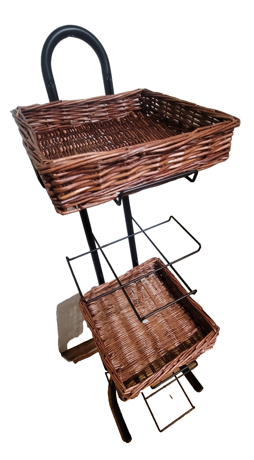 4 Tier Square Basket floor display for food w sign clips Mobile Merchandisers