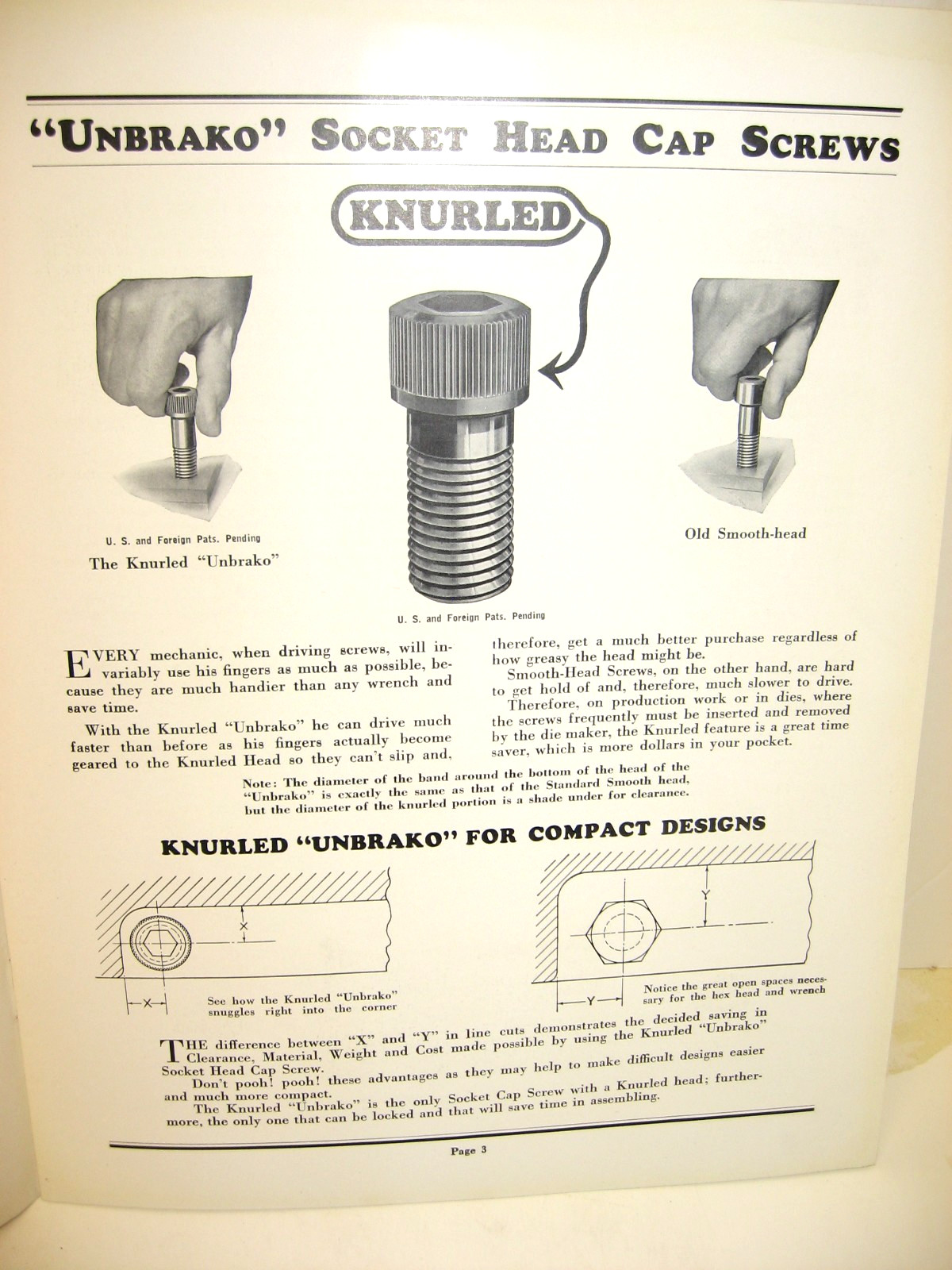 1940 “UNBRAKO” & Miscellaneous Screw Data, Standard Pressed Steel, Jenkintown PA