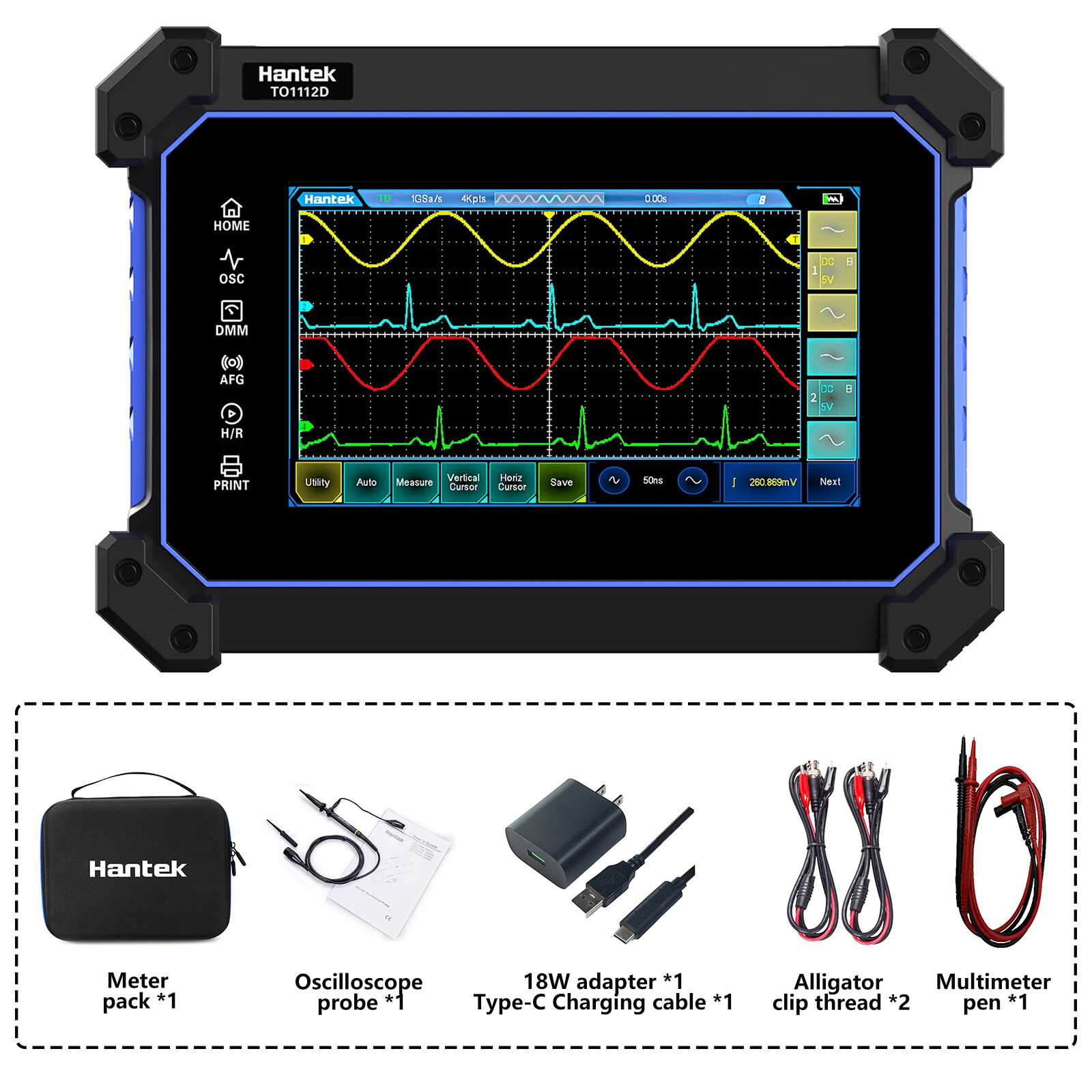 Hantek TO1112 Series Multi-functional Full Touch Screen Oscilloscope 110MHz 2CH