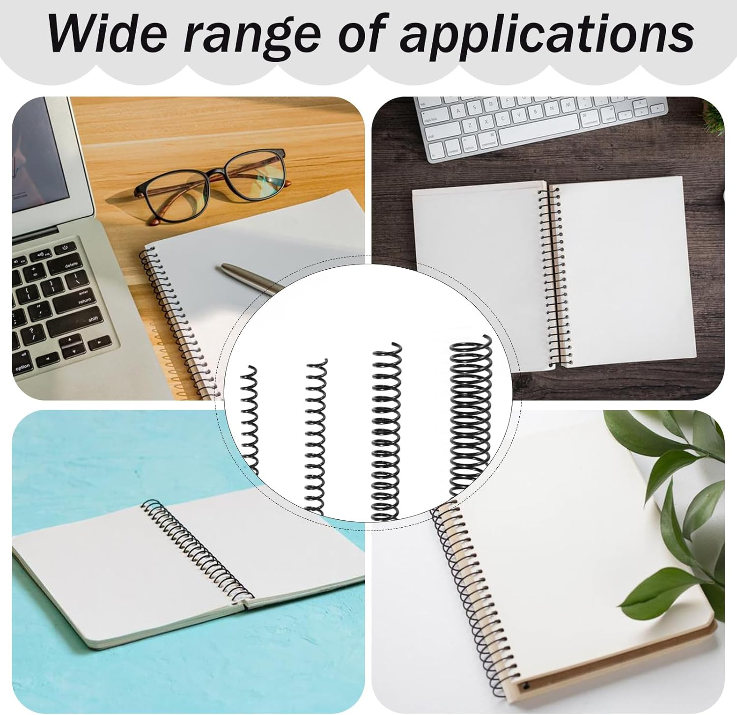 50 Pack Plastic Spiral Binding Coils 4:1 Pitch Spiral Binding Coils Binding Kit
