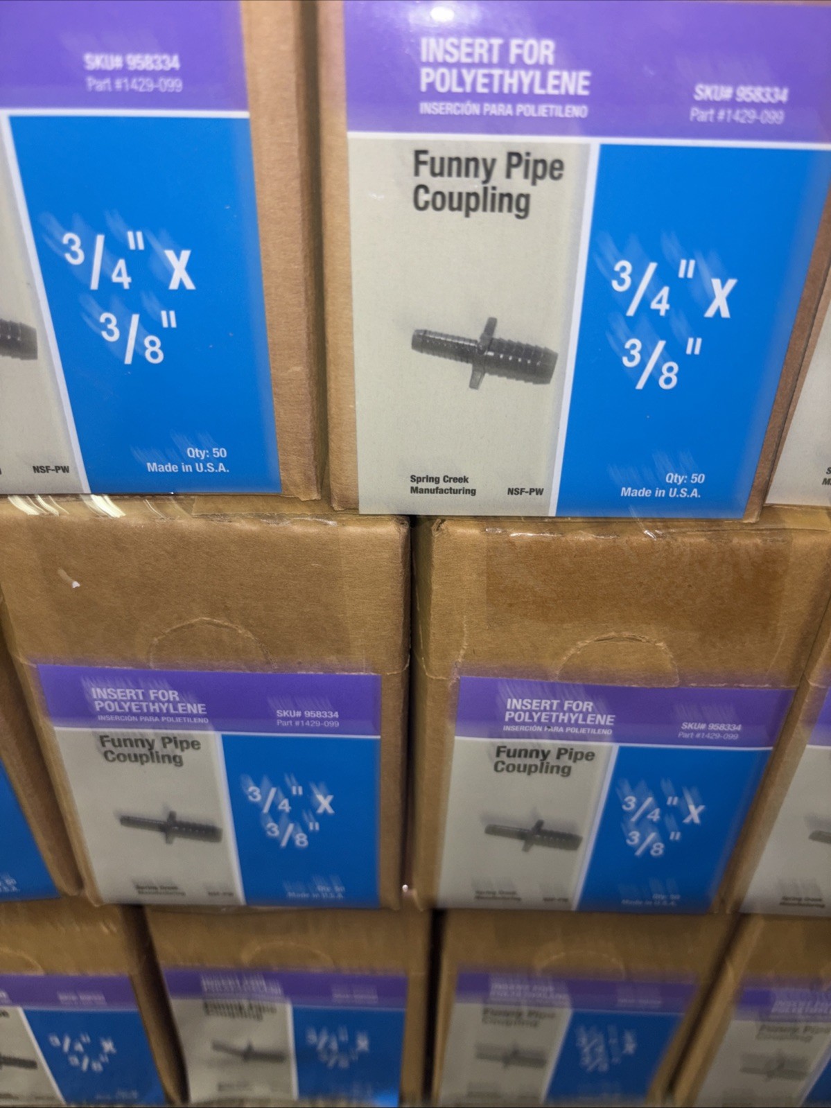 Poly Inserts | Funny Pipe Coupling | 3/4”x3/8” | Qty. 50 | One Box