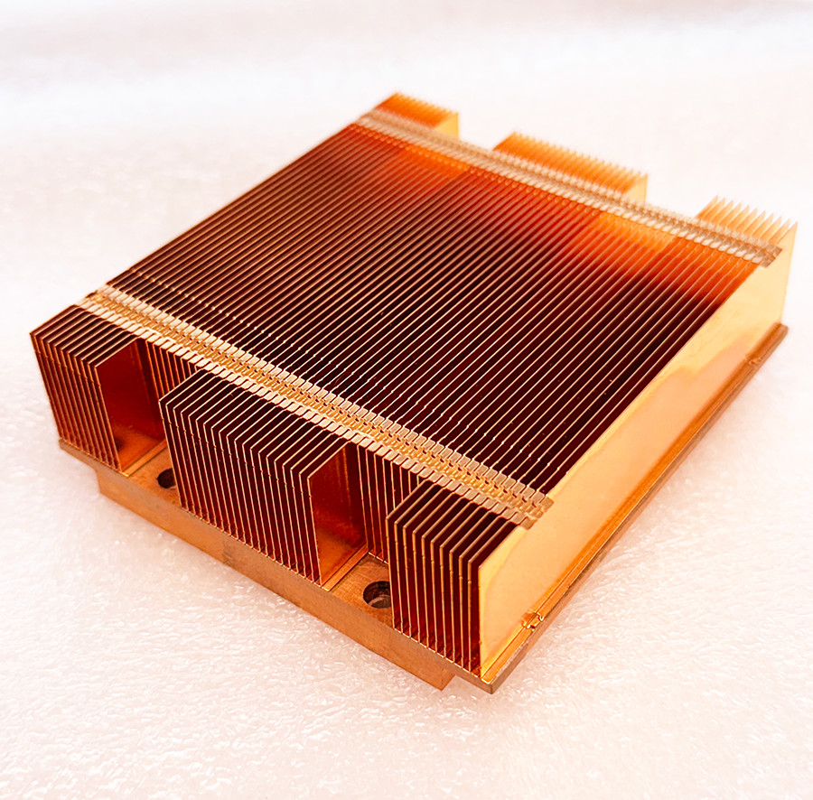 1.25 LBS Heavy Duty Pure Copper Heatsink Heat Transfer Zippered Fin 3.5x3x1.06″