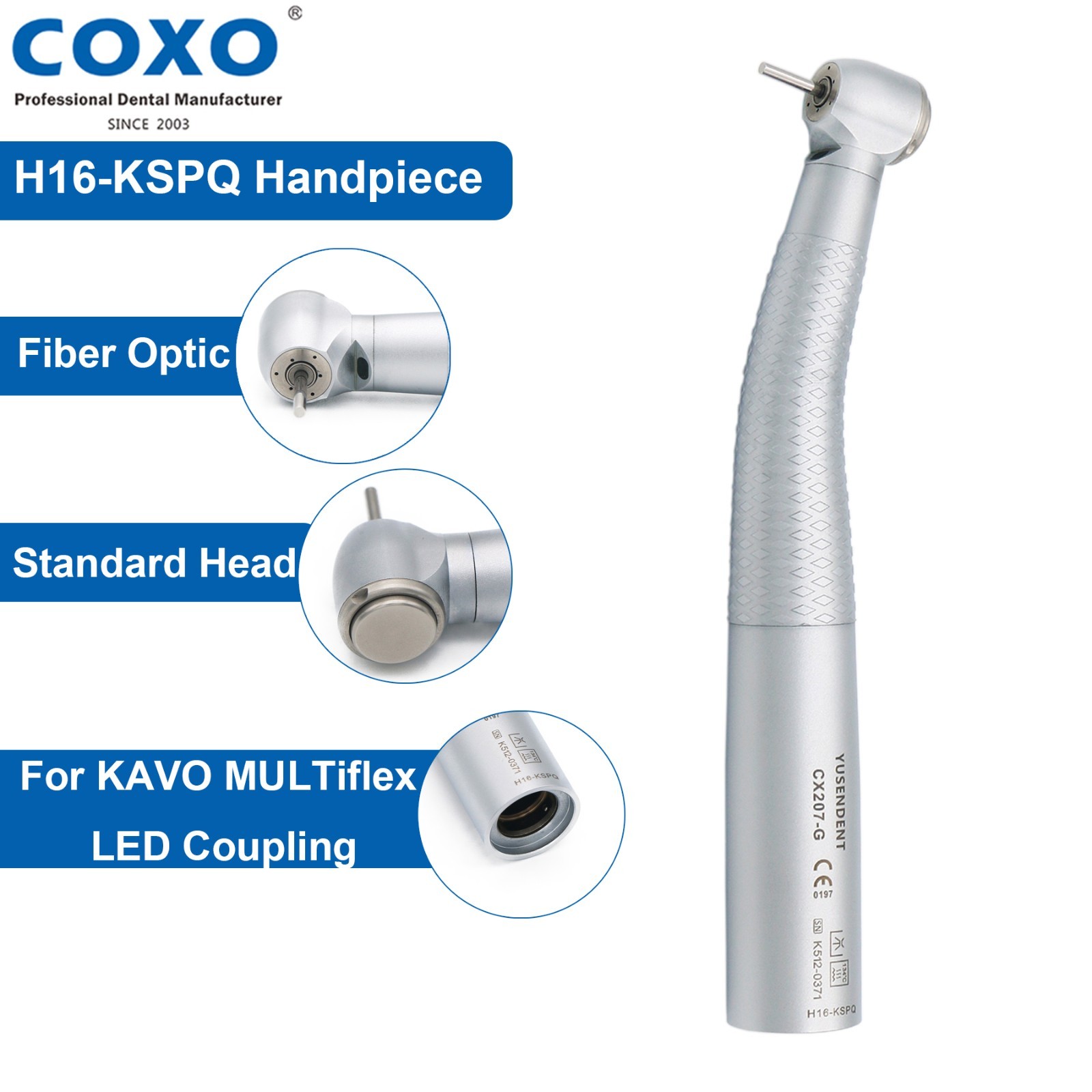 COXO Dental H16-KSPQ High Speed LED Air Turbine Handpiece KaVo MULTIflex 6 Holes