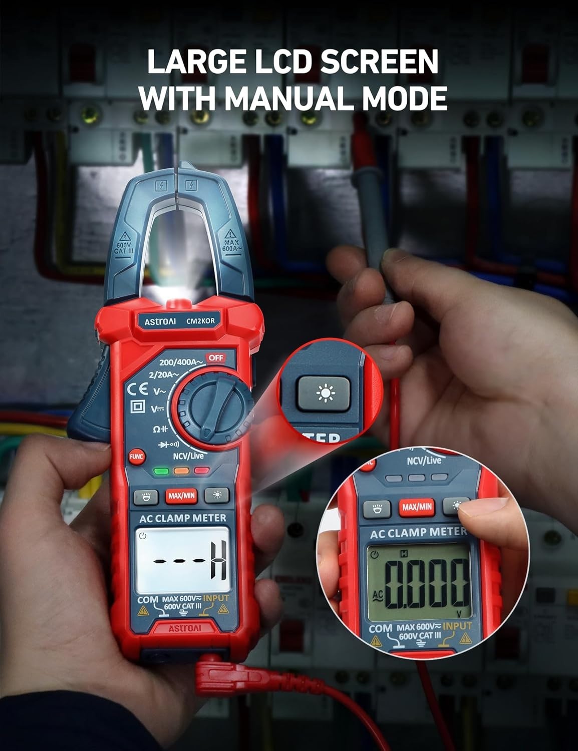 Versatile 2000 Counts Clamp Meter for AC Current, Resistance, and Capacitance