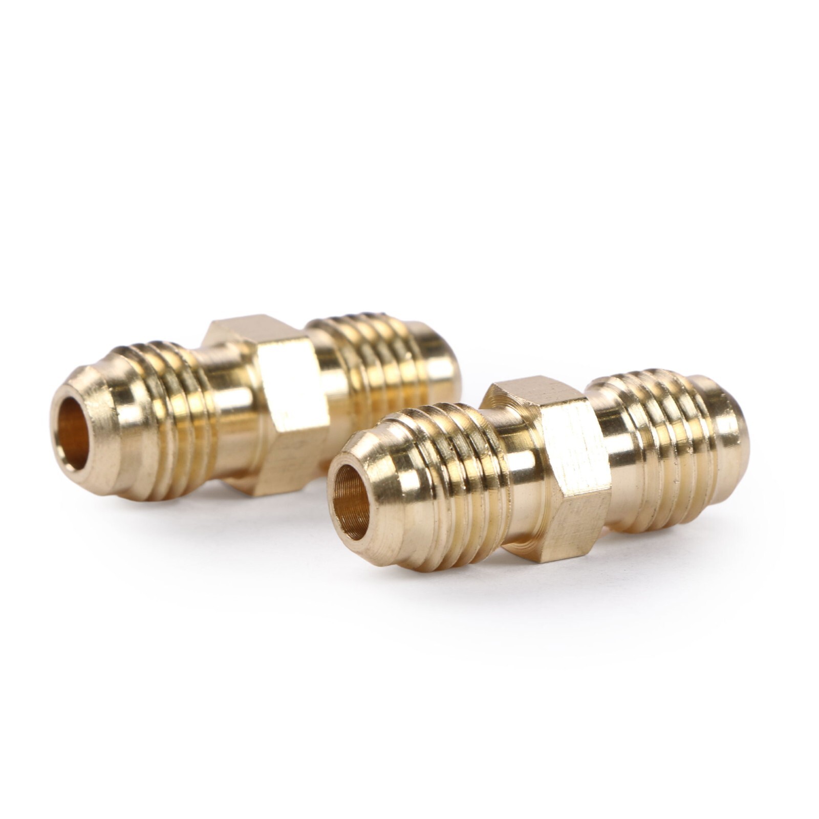 U.S. Solid 2pcs Brass Pipe Fitting Male Tube Coupler, 1/4″ Flare x 1/4″ Flare