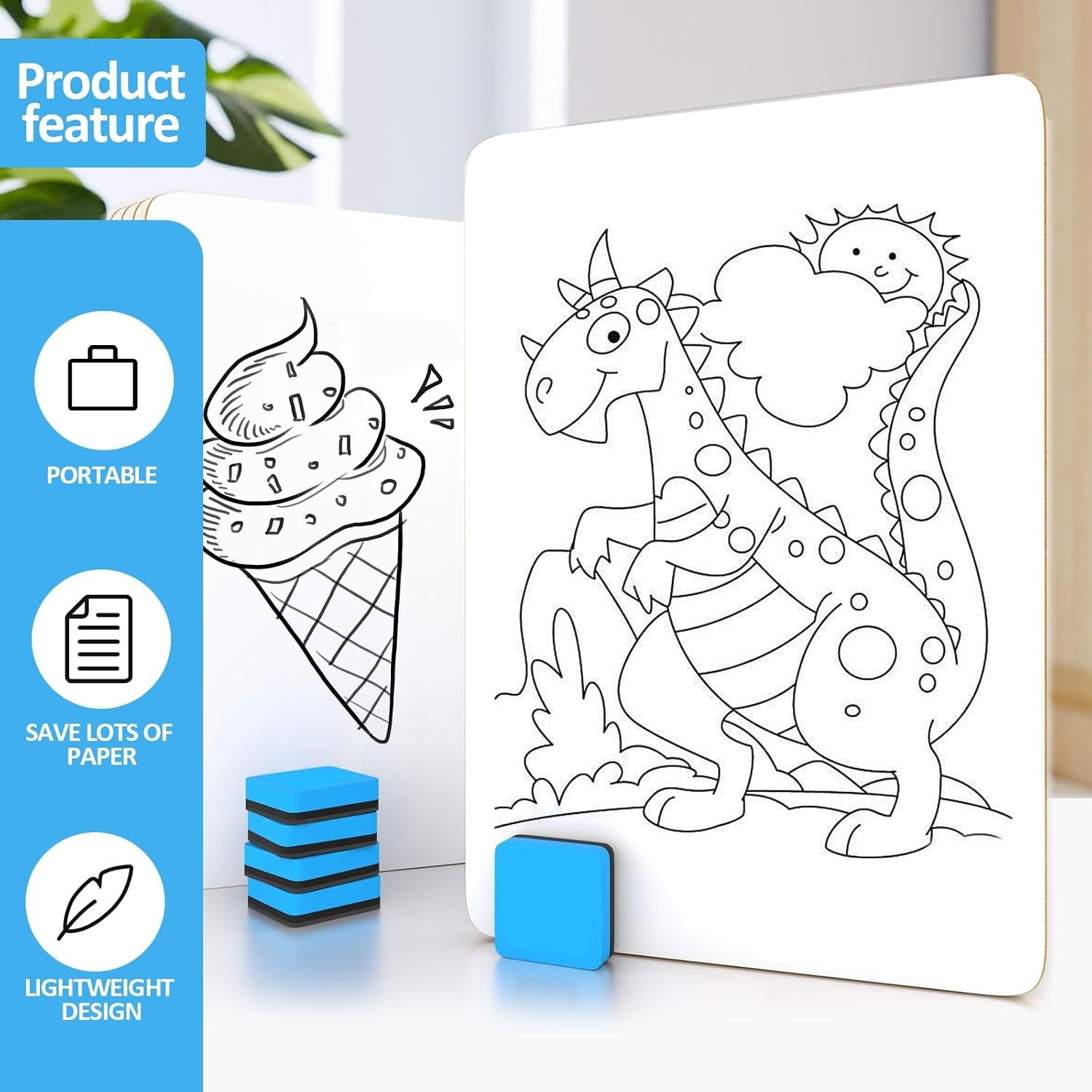 Dry Erase LapBoards, 6 Pack Double Sided 12.5 x 9 Inch Whiteboards with 6