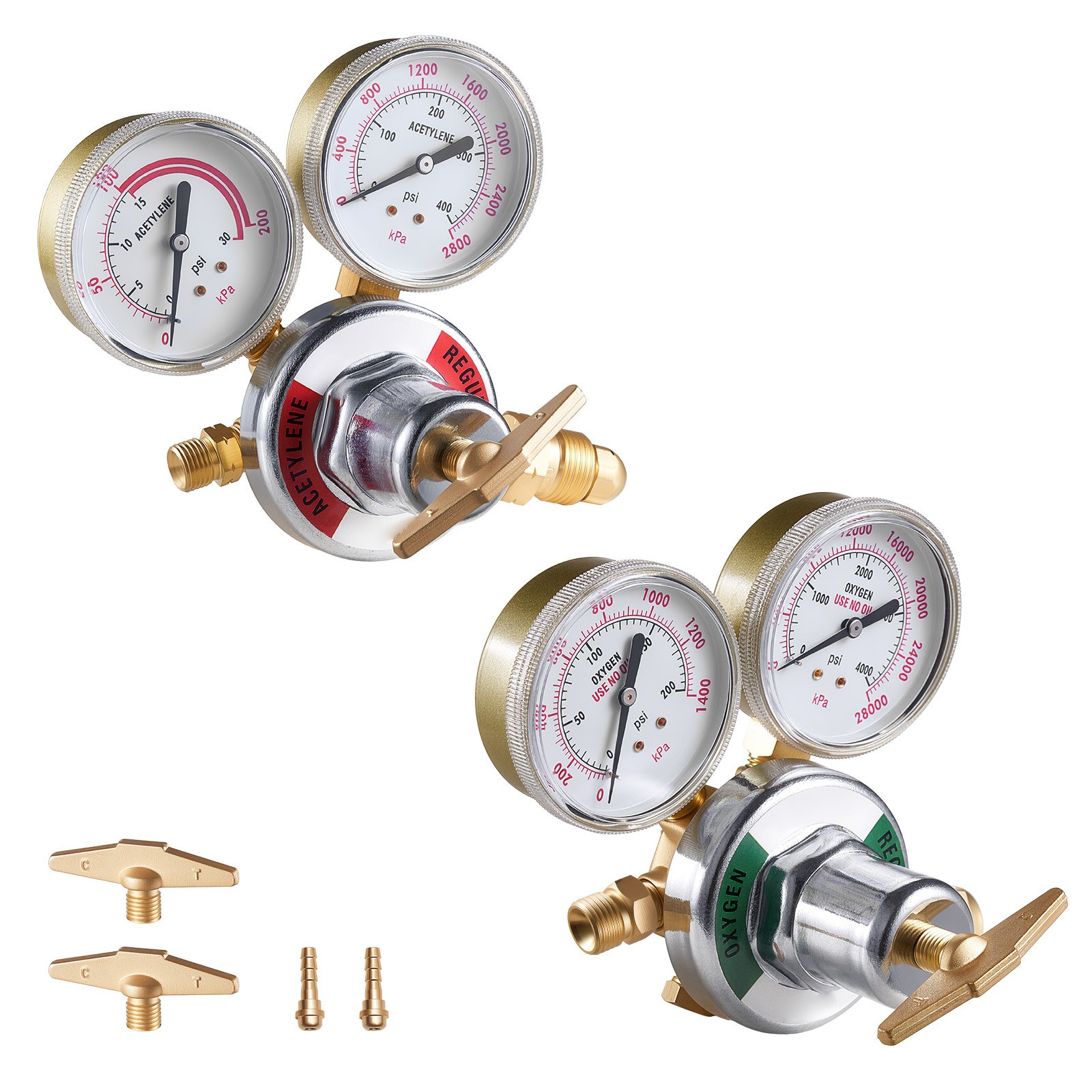 Uimoso Oxygen Acetylene Regulator Set for Welding with Gas Gauges and T-Handle