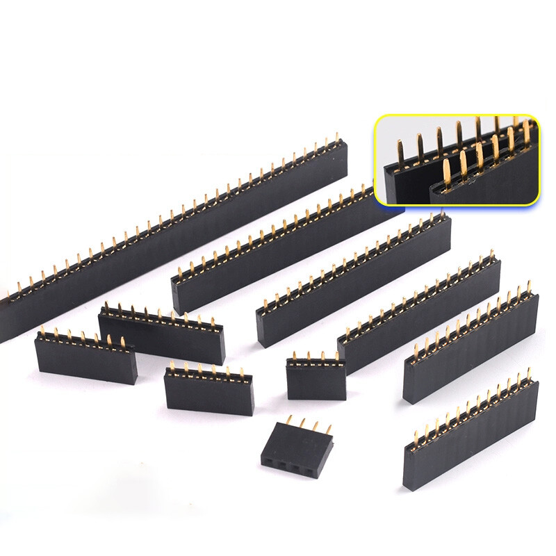 2.54mm 0.1″ PCB Header Vertical Female Socket Connector – Single / Double Row