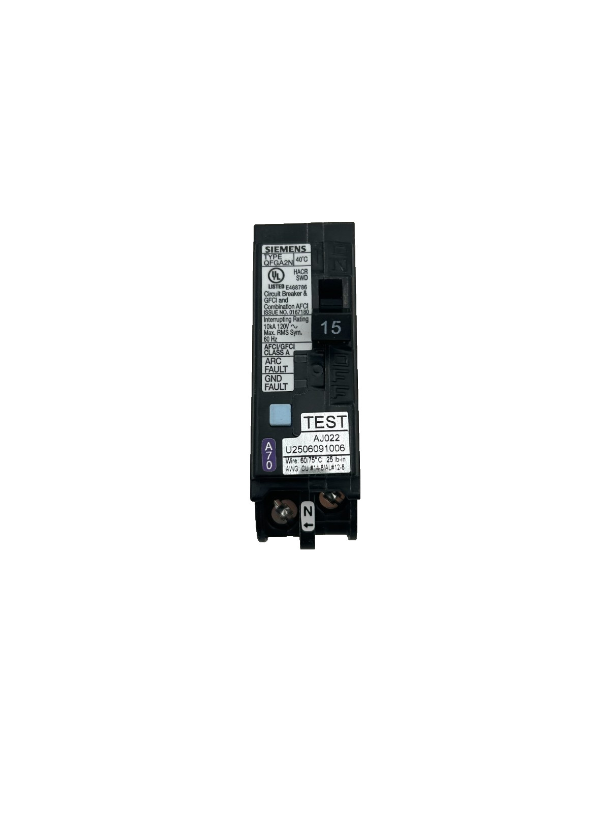 New Siemens Q115DFN Combination Plug-on Circuit Breaker AFCI/GFCI 15A 1Pole 120V