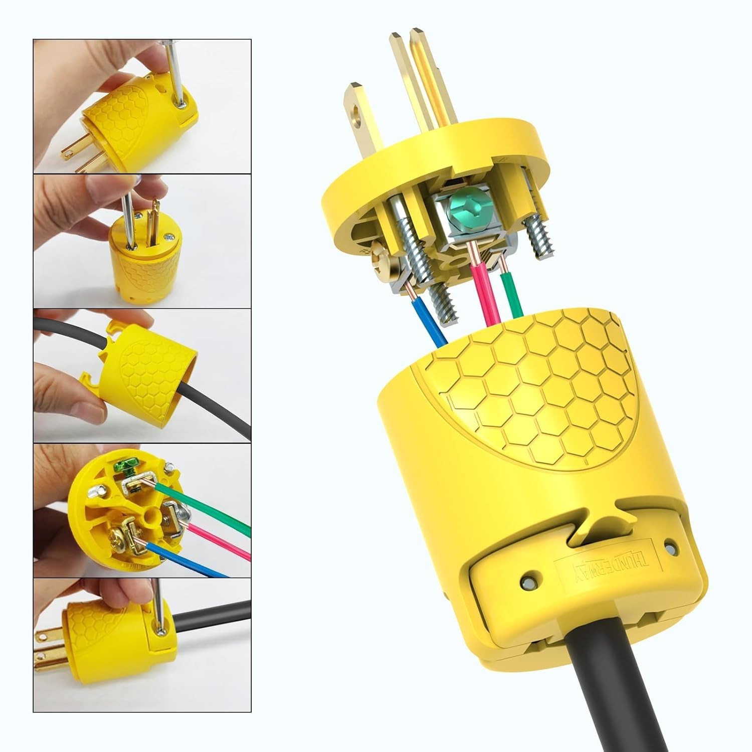 Electrical Replacement Plug & Connector Set, Extension Cord Ends Male