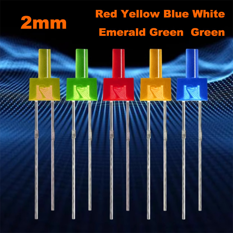 2mm Flat Top Diffused Red Yellow Blue Green White Orange Warm LED Leds Diode