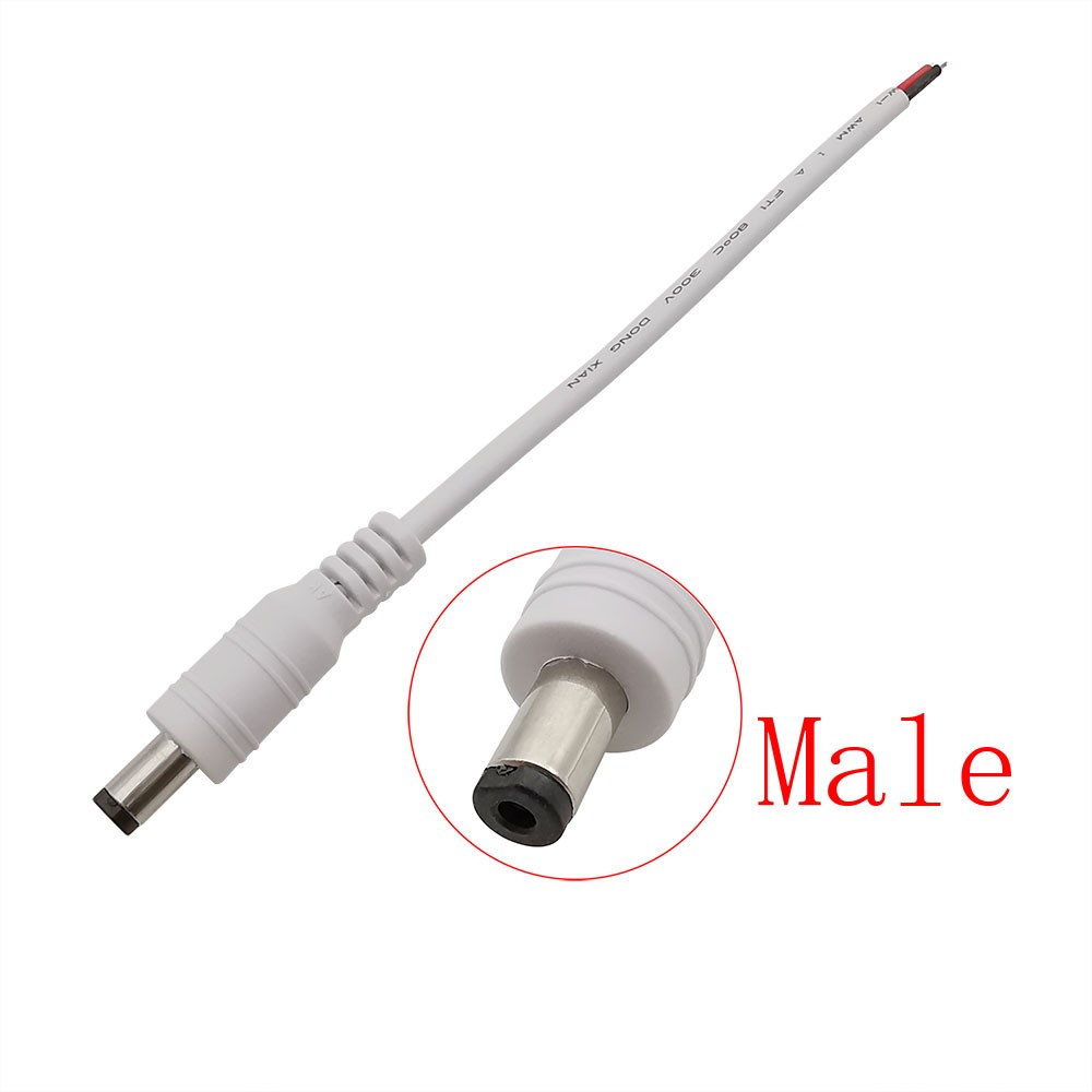5x Pairs White DC Pigtails Male-Female Set Plug Power Adapter 2-Pin Wire Ends