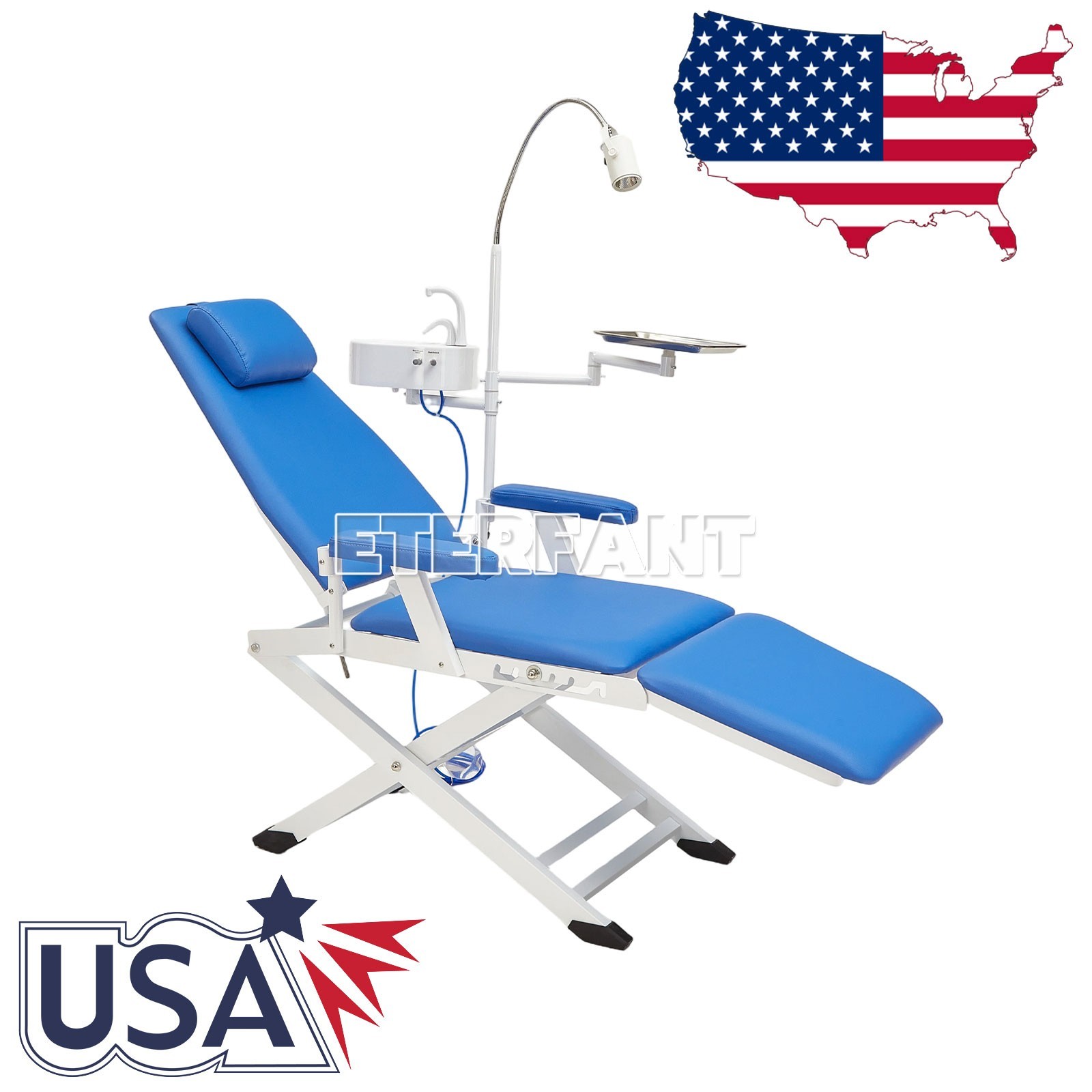 USA Dental Suction Unit Negative Pressure Pump/Portable Folding Chair+ LED Light