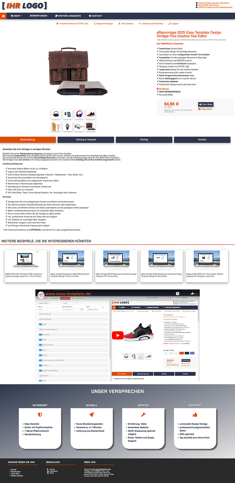 eBayvorlage 2024 Easy Template Design Vorlage Plus shadow free Editor
