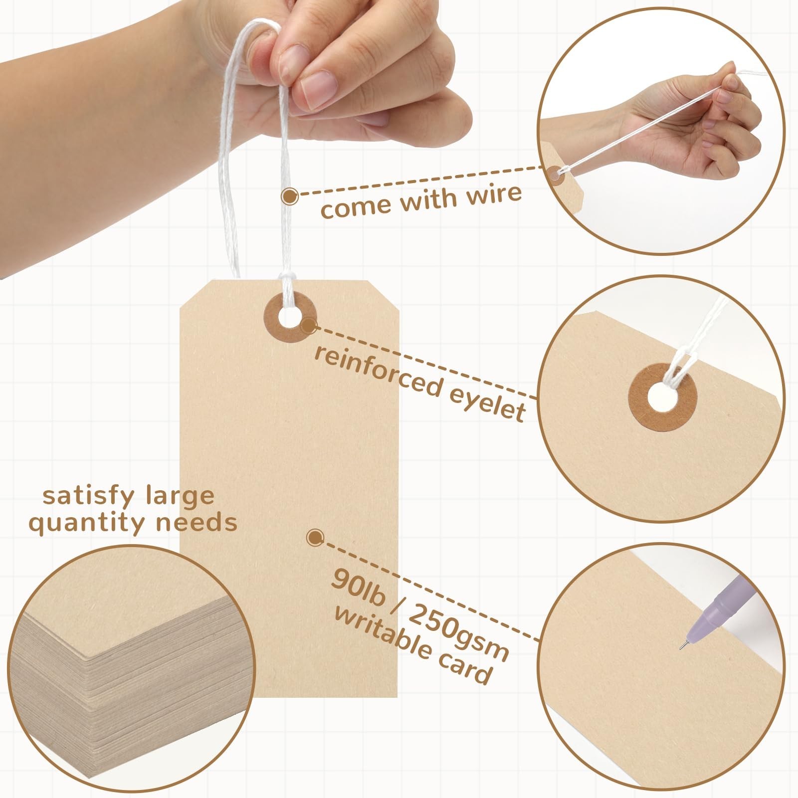 150PCS Blank Shipping Tag, 4 3/4 x 2 3/8 inches Manila Label Tags (Brown) | L…