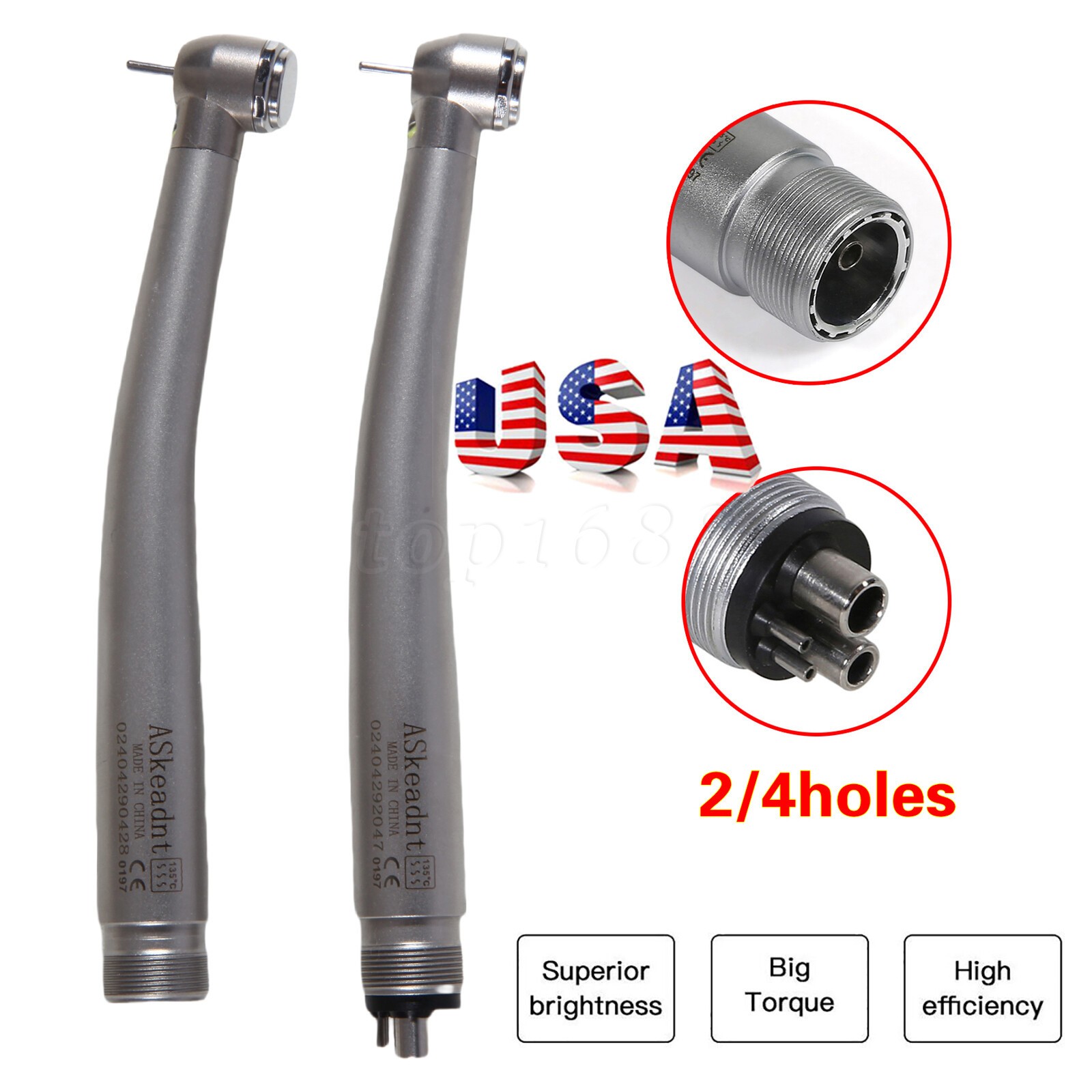 PANA MAX Pieza Mano Dental de Alta Velocidad Turbina Aire Pulsador 2/4H w/ LED