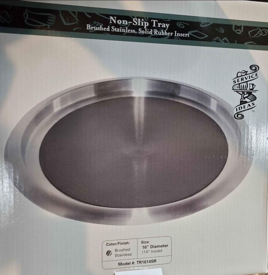 Tray With Top And Bottom Built In Nonslip Rubber Inserts 12″ Round Stainless