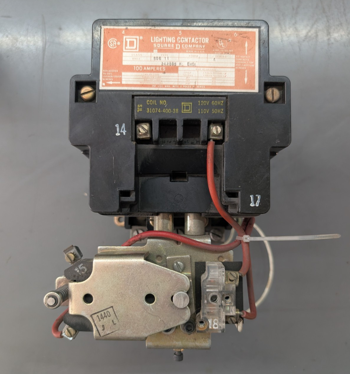 Square D 8903 SQG-11 Lighting Contactor 100A 3-Pole 120V Electrically Held w/Aux