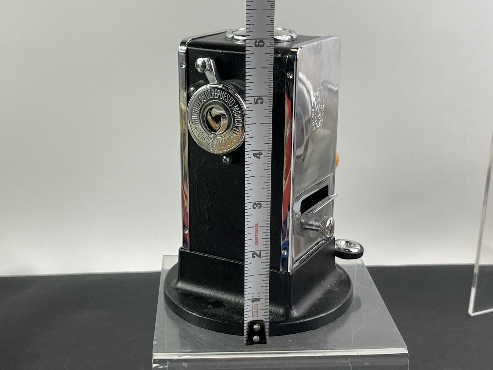 PRISTINE Vintage El Casco Pencil Sharpener Made In Spain Chrome and Black