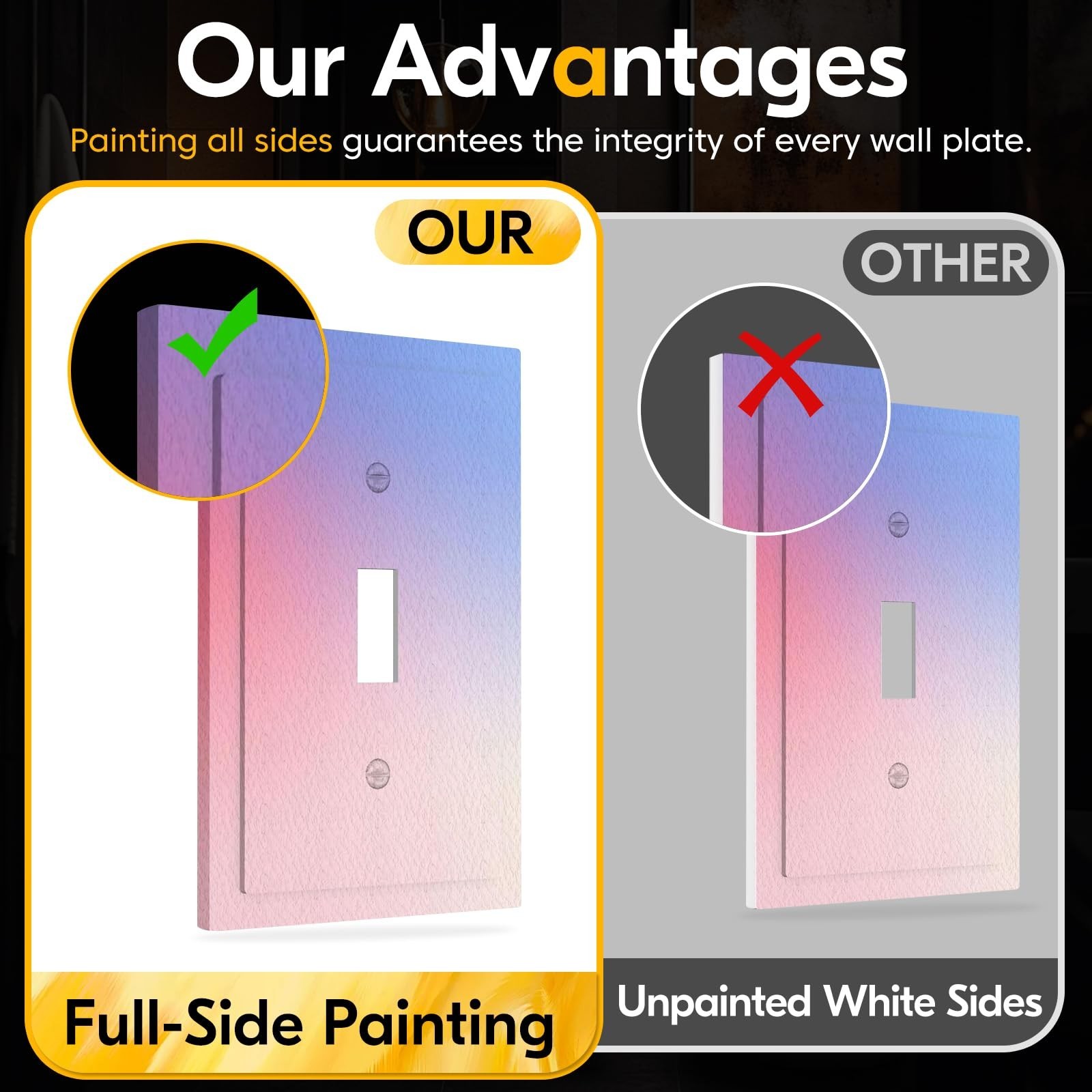 Decorative Light Switch Cover Plate Pink Purple and Blue Gradient 1 Gang Sing…