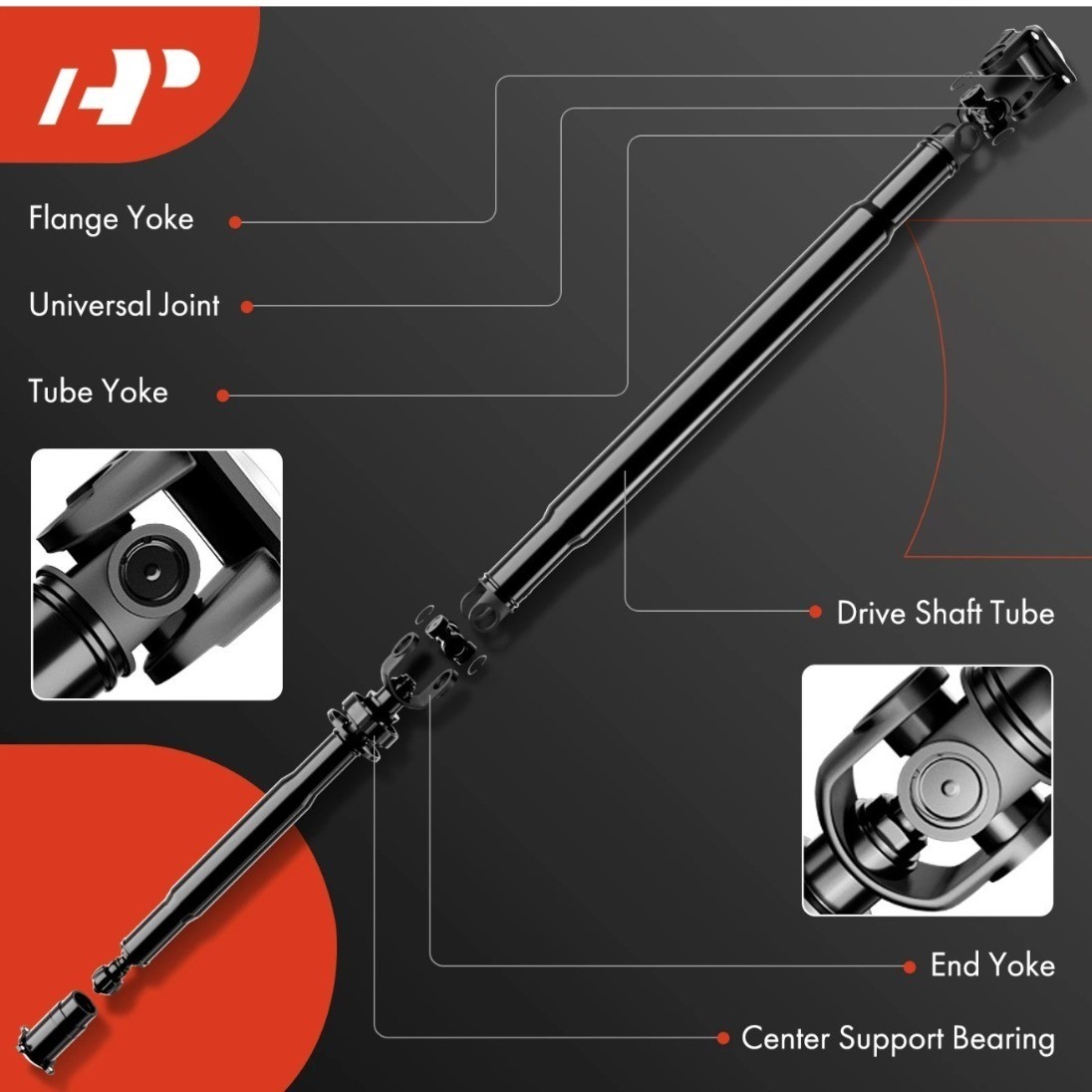 Drive Shaft Assembly for Polaris RZR XP 4 1000 2014-2020 Front 1333424