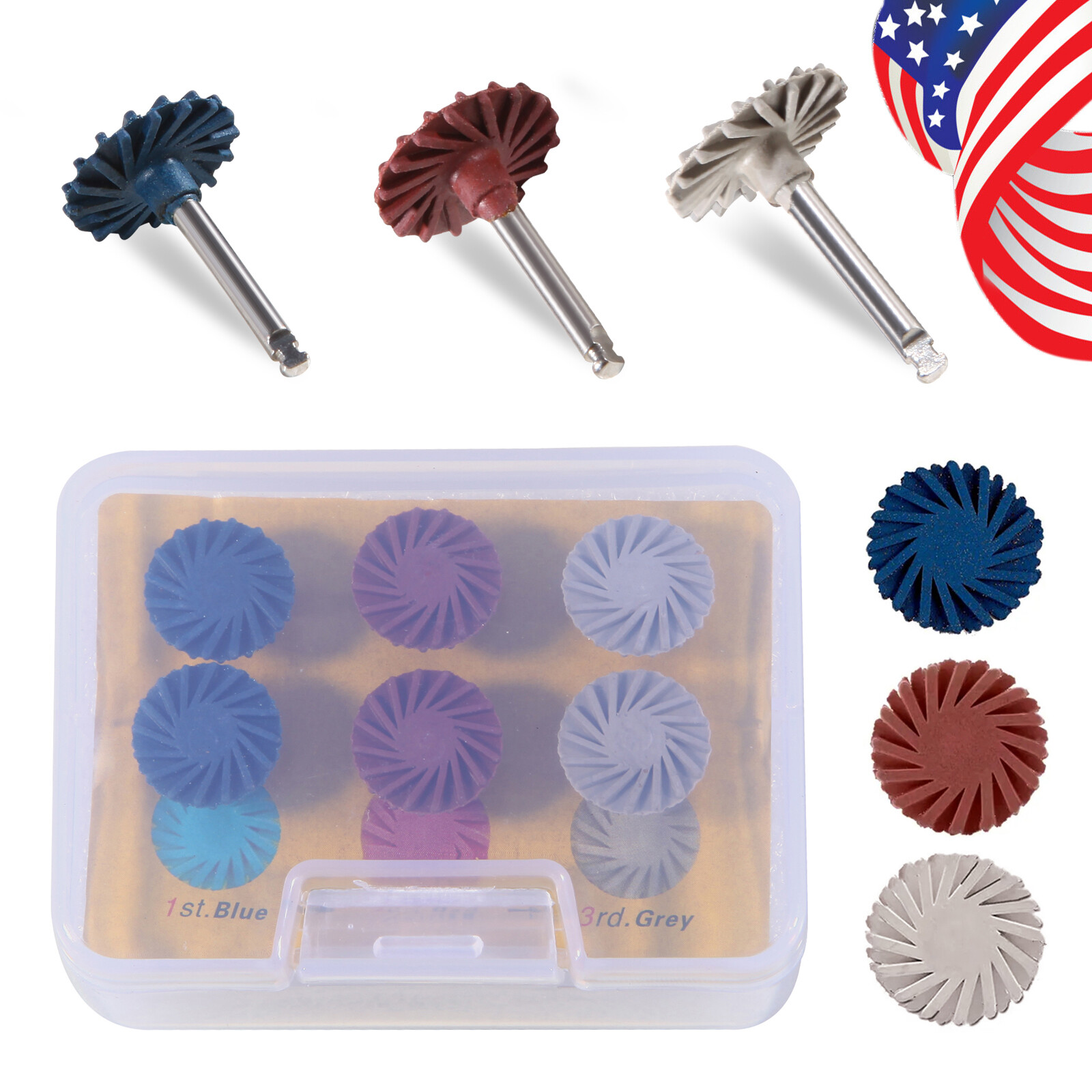 6Pcs Dental Composite Polishing Diamond System RA Disc 14mm Wheel Kit SANDENT po