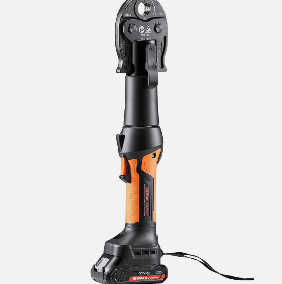 VEVOR Press Tool 18V Electric Pipe Crimping Tool for 1/2″ 3/4″ 1″ Copper Pipes