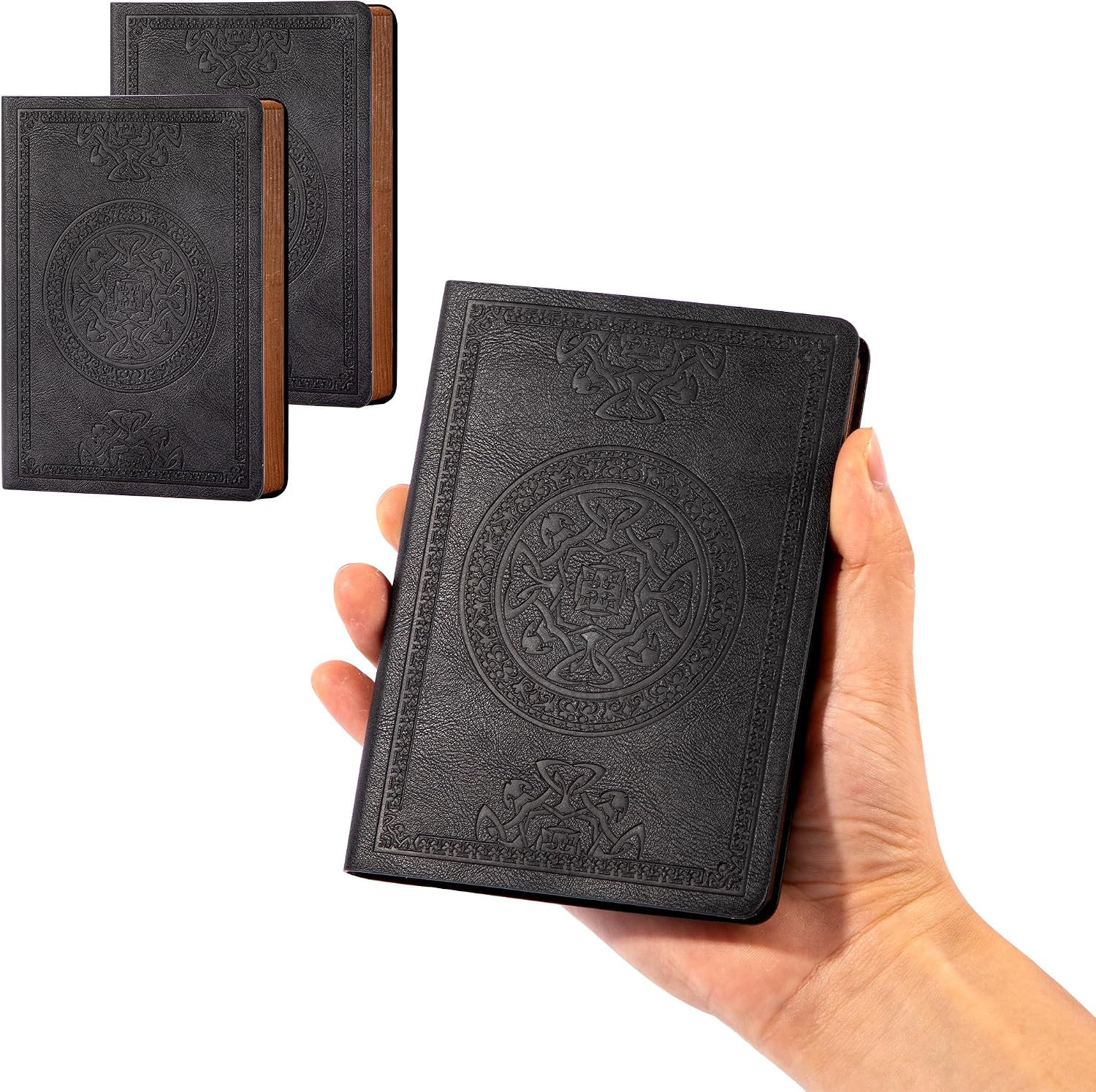 Journal for Men Women Leather Vintage Diary Journaling Notebook Black | Embossed