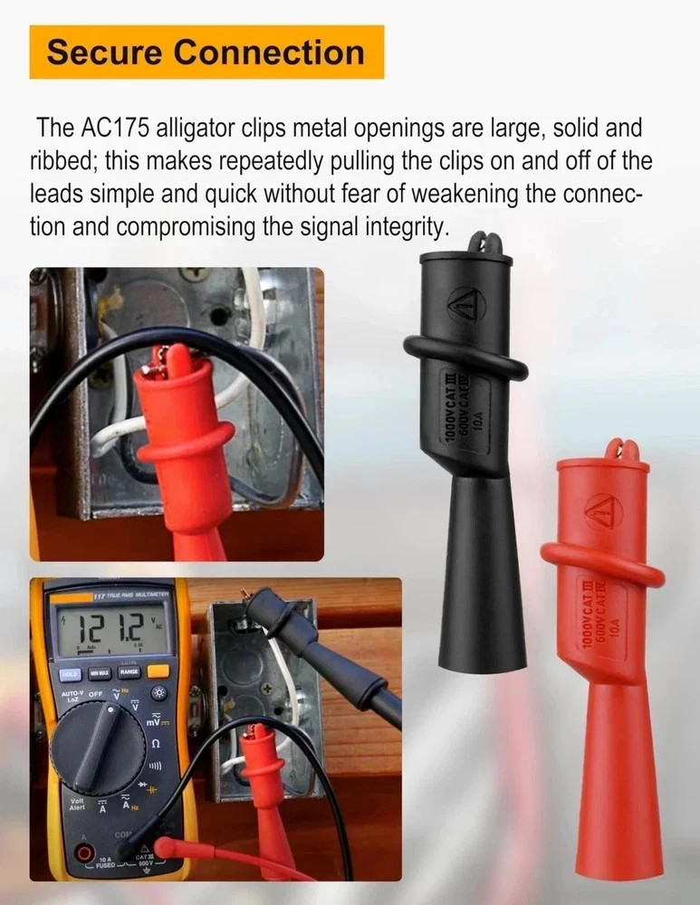 NEW Fluke AC175 Insulated Alligator Clip Flexible Boots for Test Leads