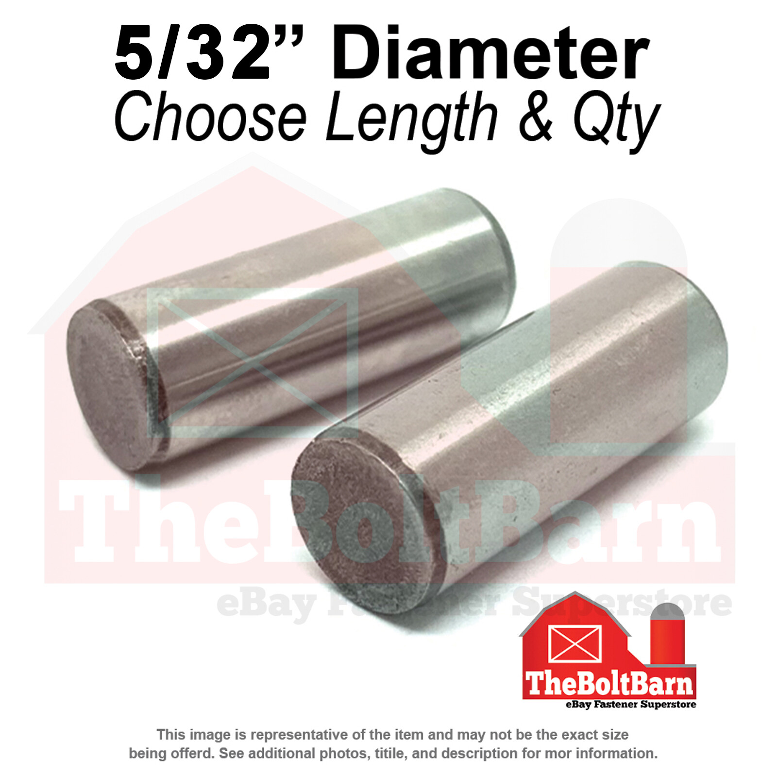 5/32″ Dowel Pins Thru Hardened Alloy Plain (Choose Length & Quantity)