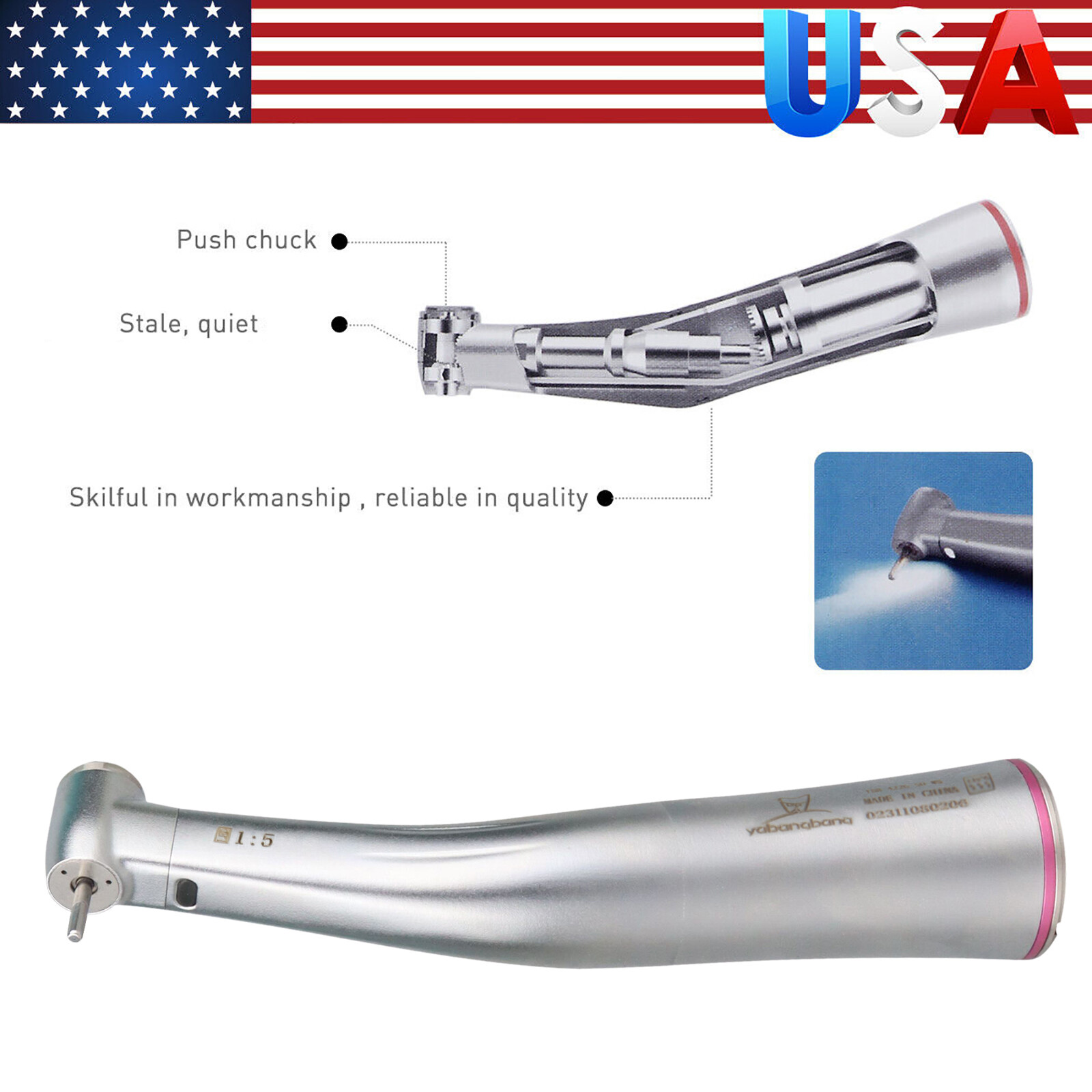 1-50*Dental 1:5 Increasing Fiber Optic LED Contra Angle Handpiece Fit NSK NYD