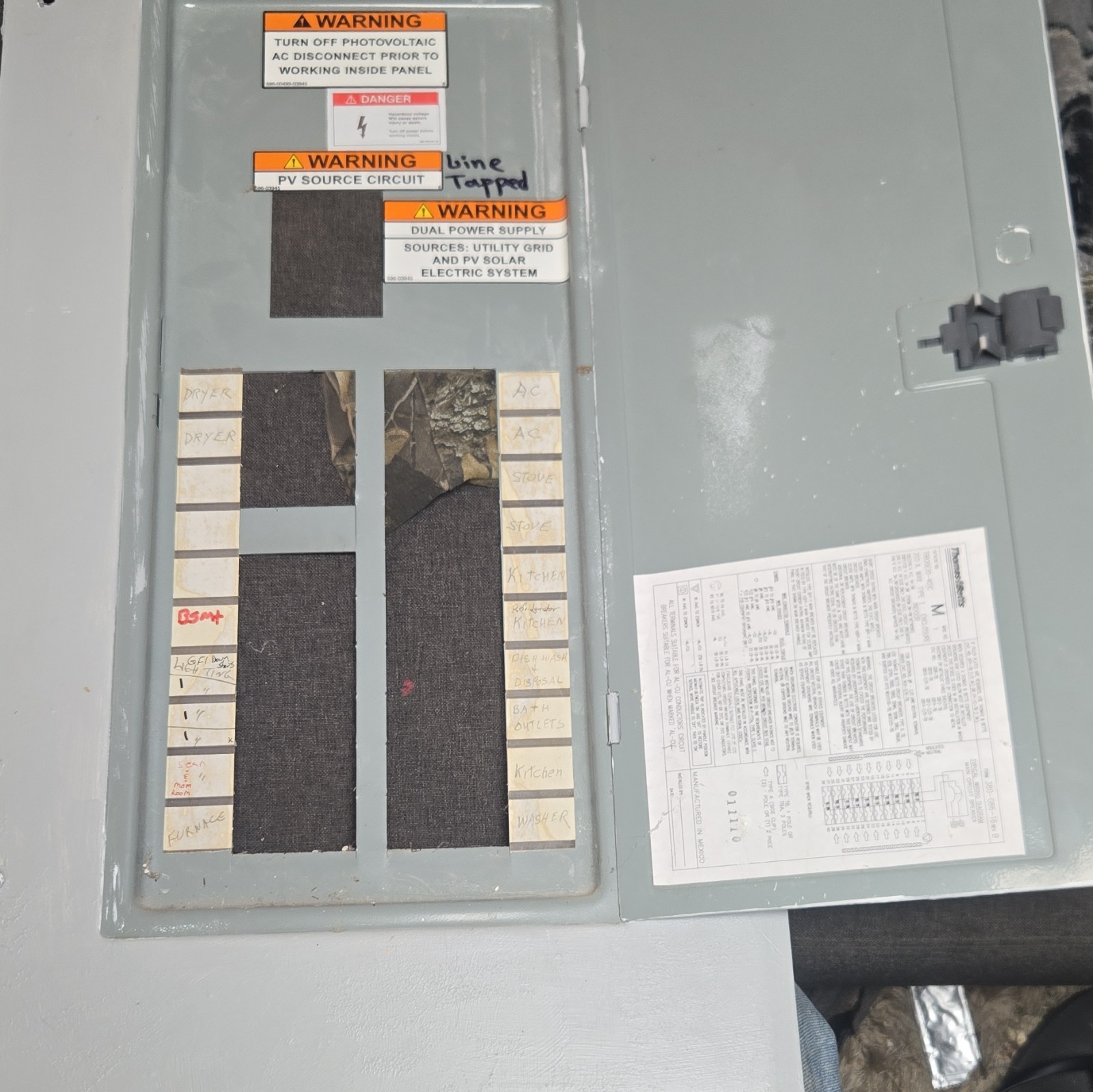 Thomas & Betts Main Breaker Panel 200A 201-250V 1PH Gray Wall Mount Indoor
