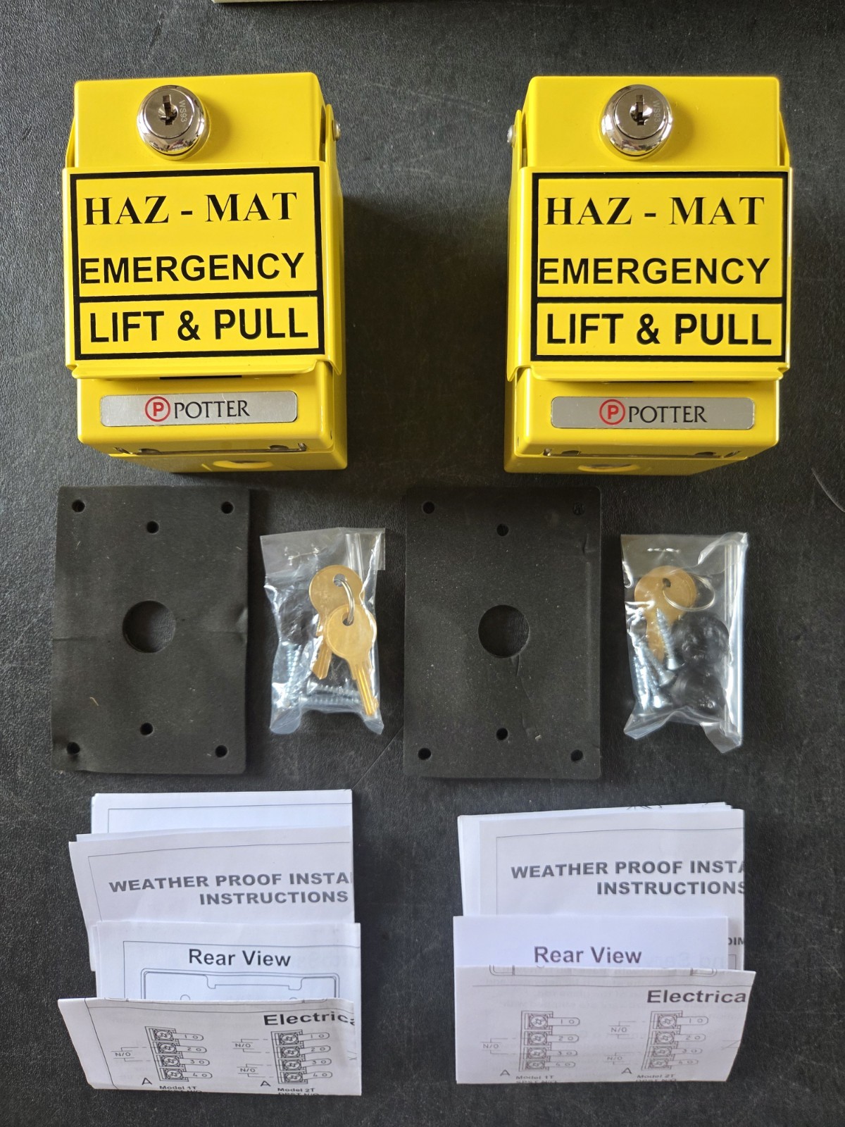 POTTER RMS-1T-WP-LP YELLOW HAZ MAT DUAL ACTION WEATHERPROOF PULL STATION 2 AVAIL