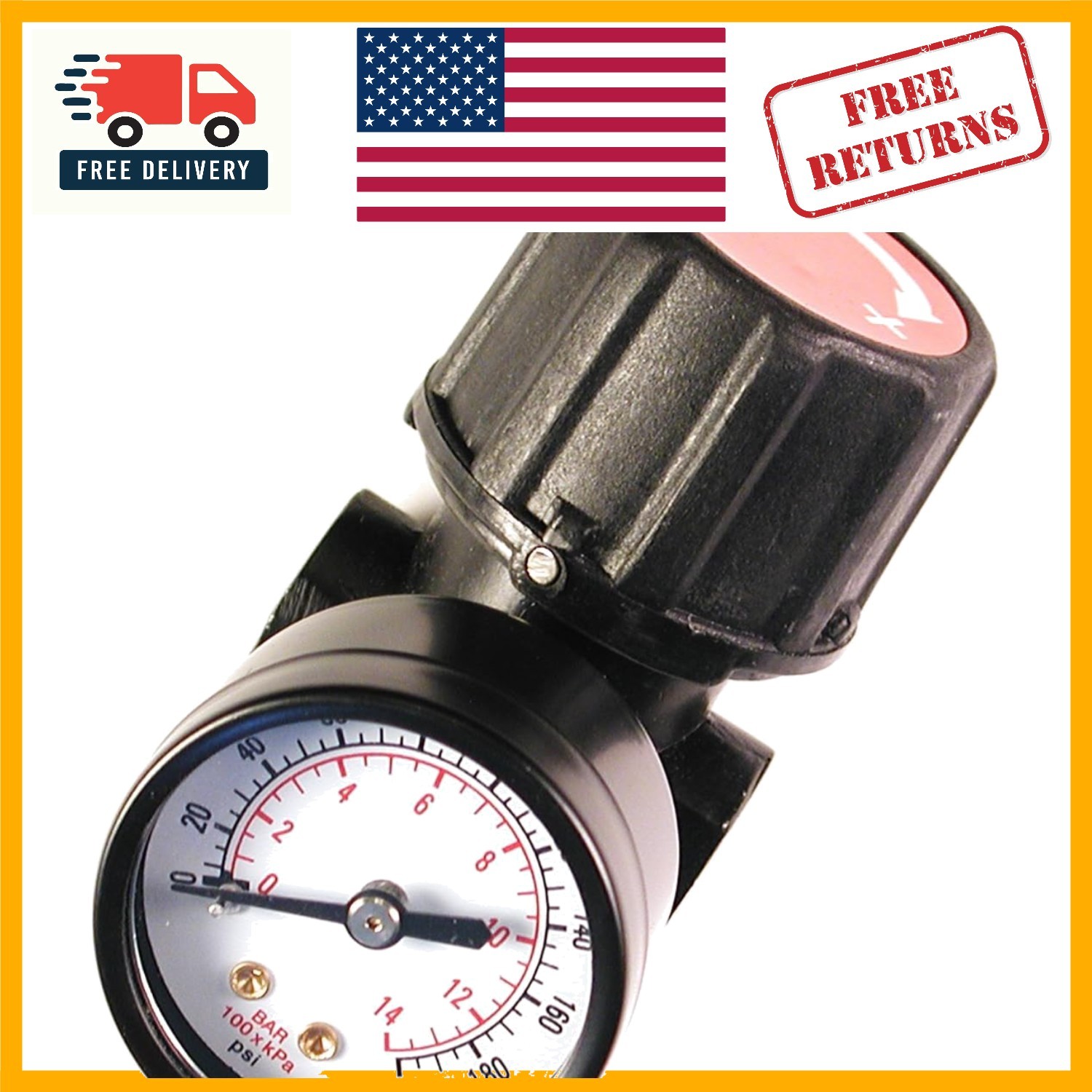 Robust Air Regulator with Steel Gauge for 200 PSI Inlet, Ideal for Compressors