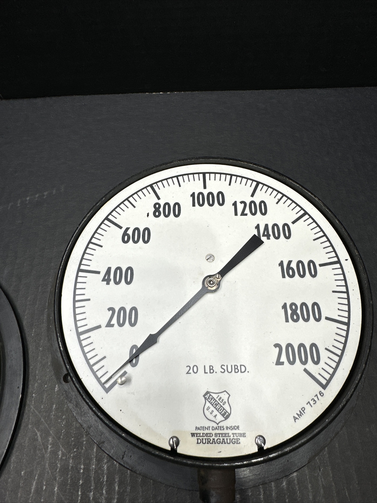 VINTAGE ASHCROFT GAUGE 20LB SUBD. AMP 7376 Welded Steel Tube DURAGAUGE