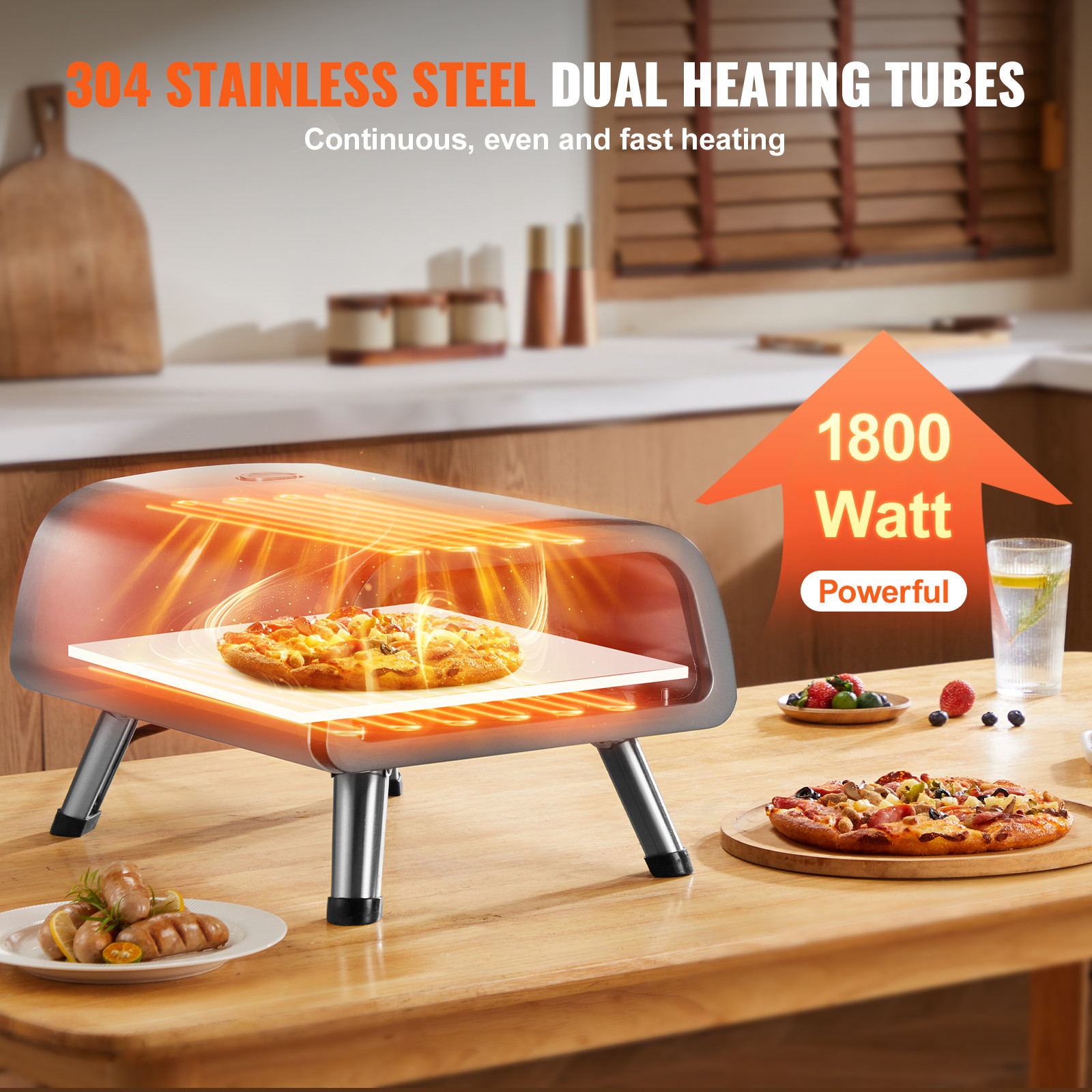 VEVOR Electric Pizza Oven Countertop Pizza Maker for 12″ Pizza Indoor & Outdoor