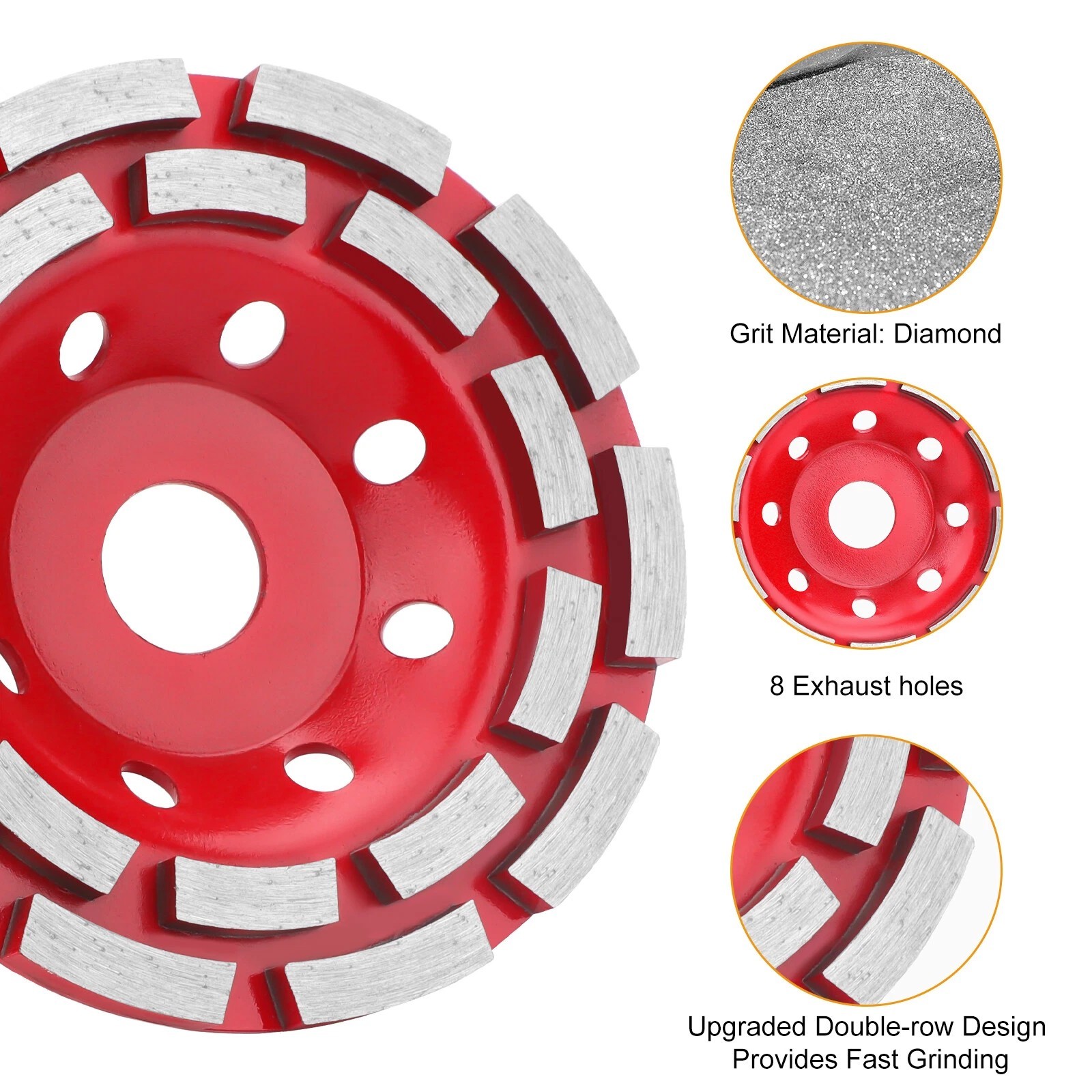 5″ Diamond Grinding CUP Wheel Disc Grinder Concrete 20 Segment 7/8″ 25/30 Grit
