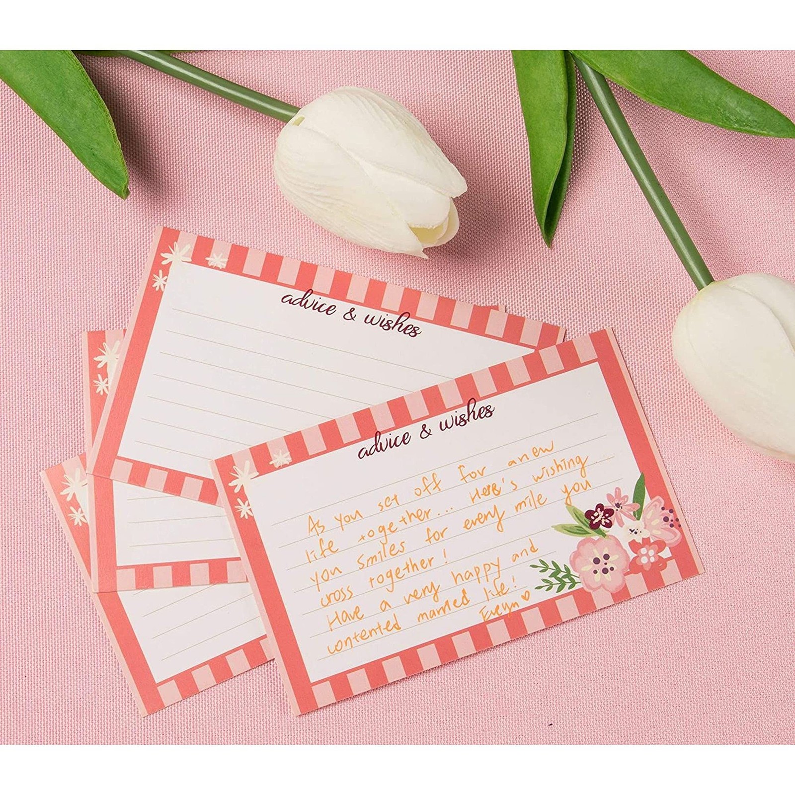 Juvale Advice Card Box 8 x 8 x 8 inches (box), 4 x 2.5 (cards), Pink