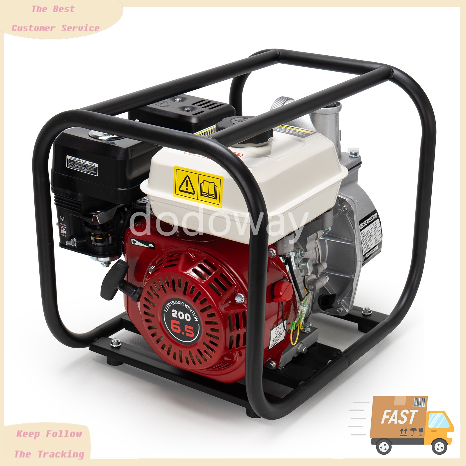 2 Inch Gas Powered Water Pump 6.5HP 4-Stroke Cast Iron Semi Trash Drainage Tool