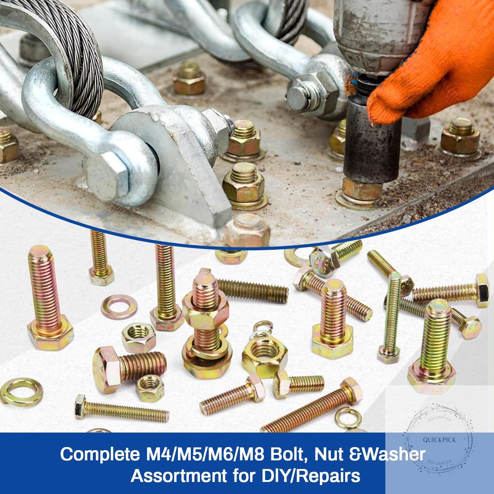 1020PCS Grade 8.8 Metric Bolt Assortment Kit -M4 M5 M6 M8 Heavy Duty Hex Bolts