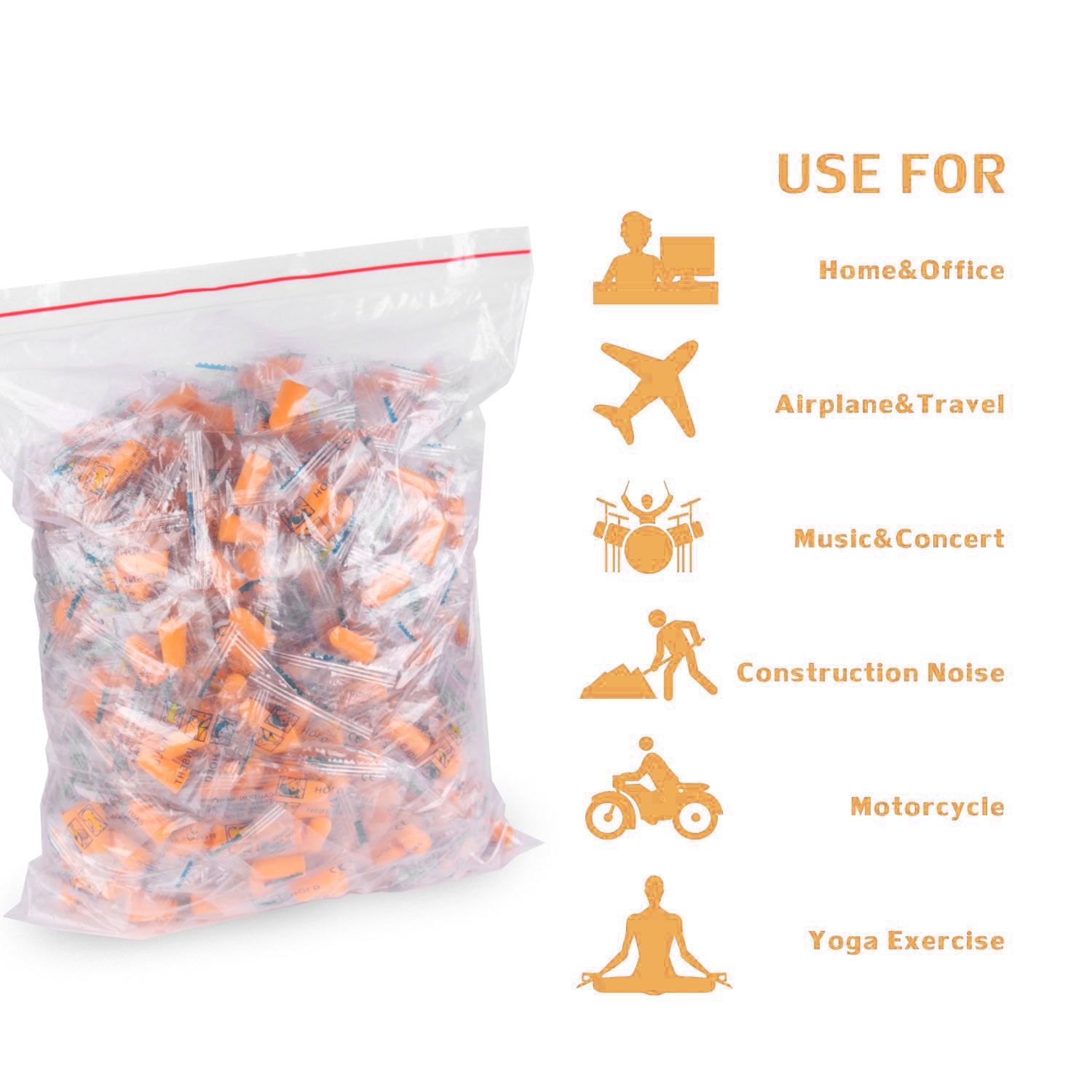 400/600 Ear Plugs Soft Orange Foam Sleep Travel Noise Shooting Working Lot Bulk