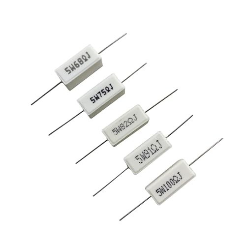 60-Piece Ceramic Cement Resistor Kit – 5W Power Resistors (0.01Ω – 100Ω) ±5%